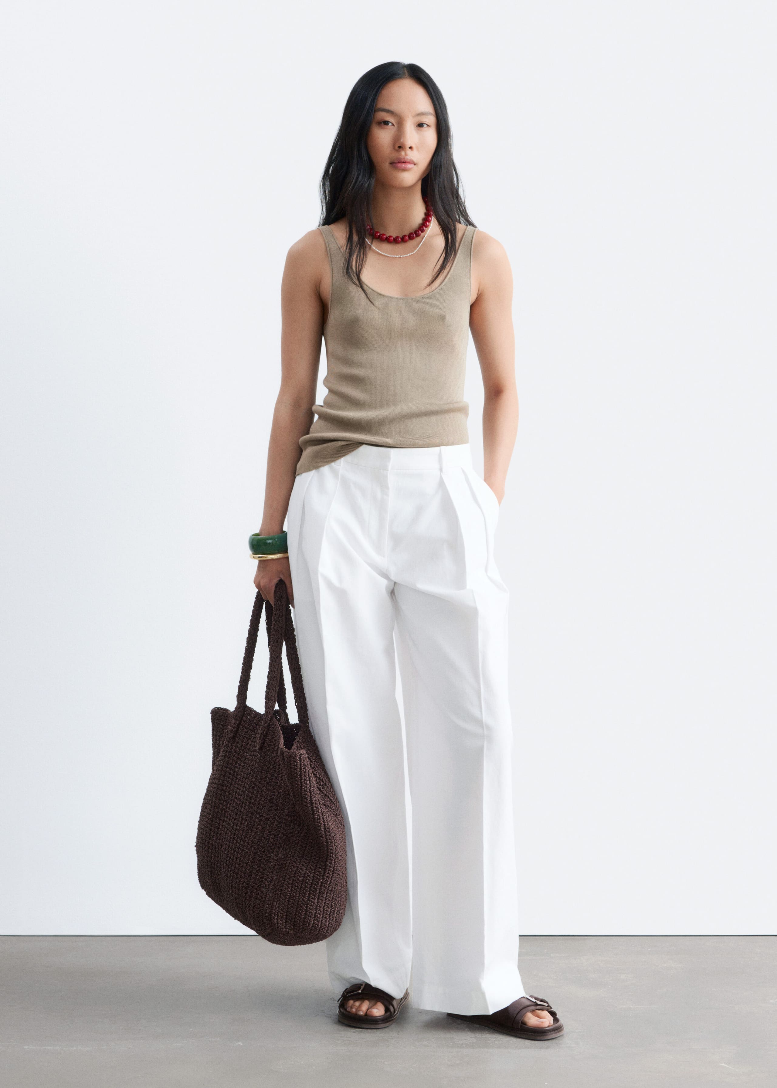 Pleated Cotton-Linen Trousers - White - Lookbook