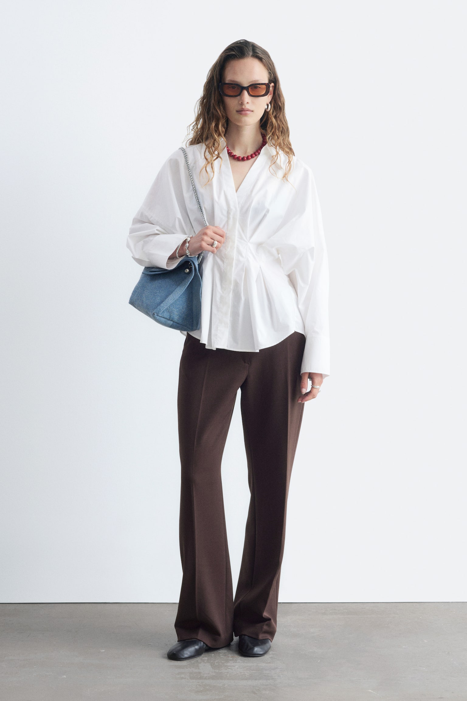 Elegante broek met persvouwen - Donkerbruin/Donkerblauw/Zwart - 1