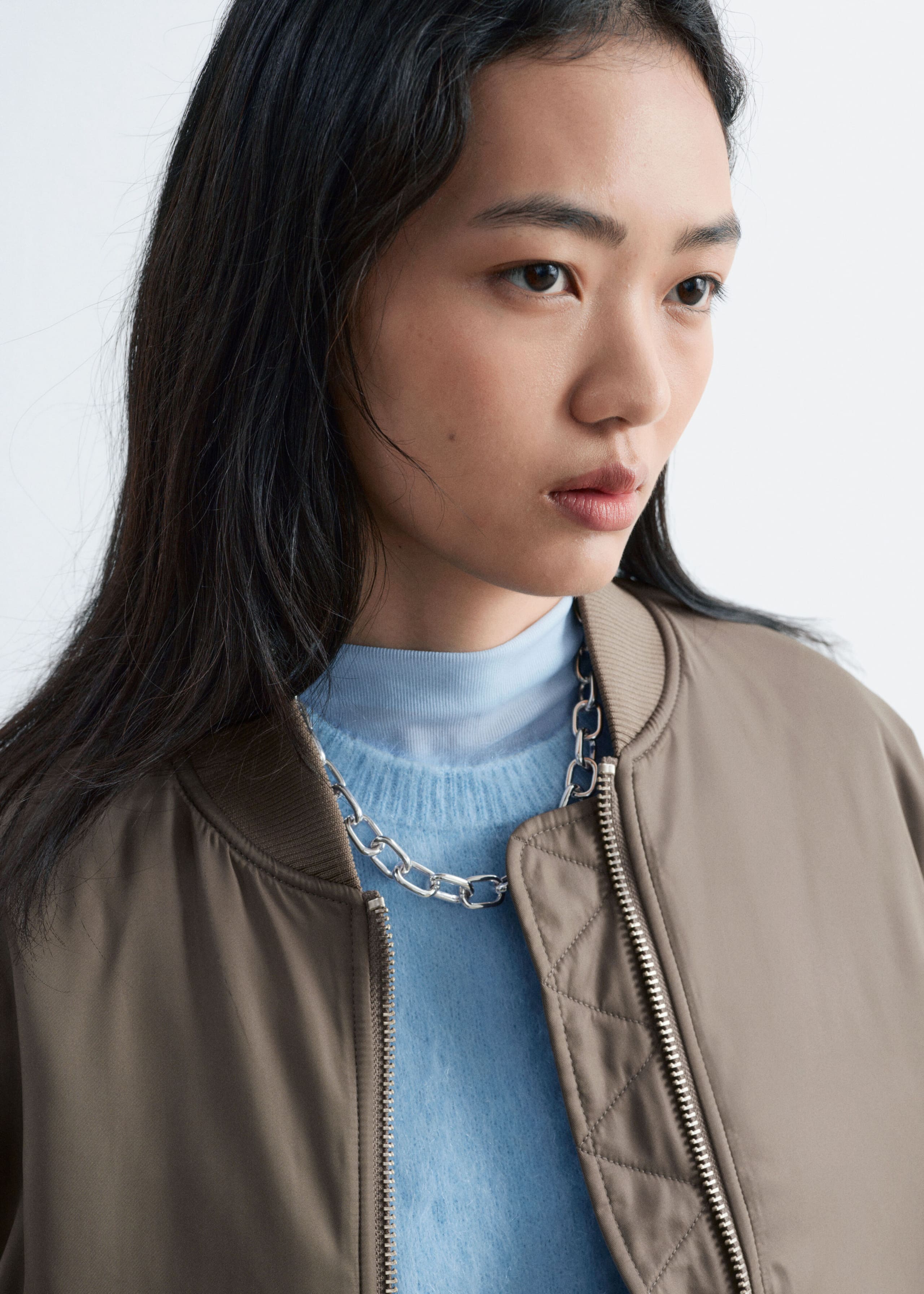 Long Bomber Jacket - Khaki Green - Still Life