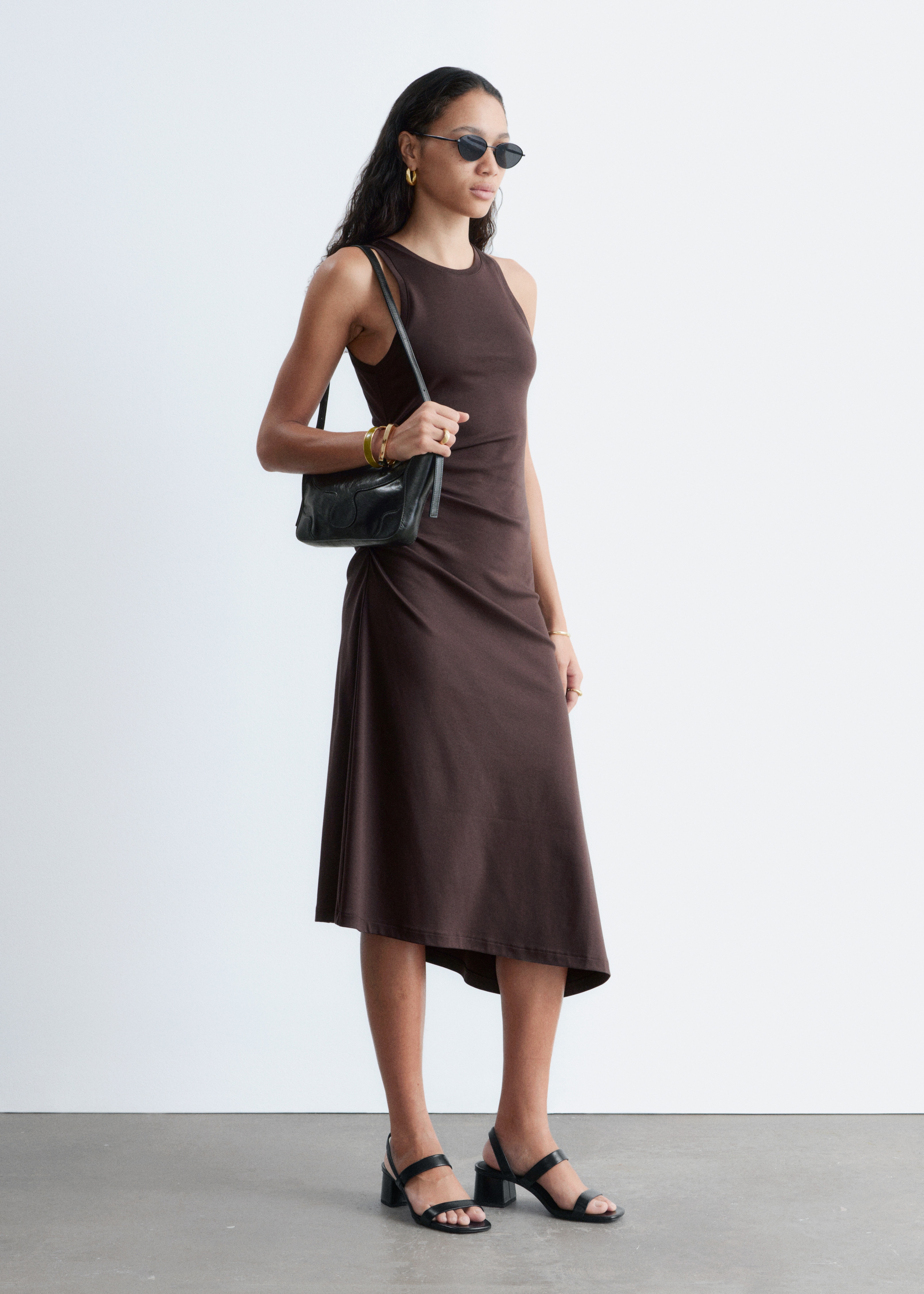 Riemchensandalen mit Blockabsatz - Schwarz/Beige/Weiß