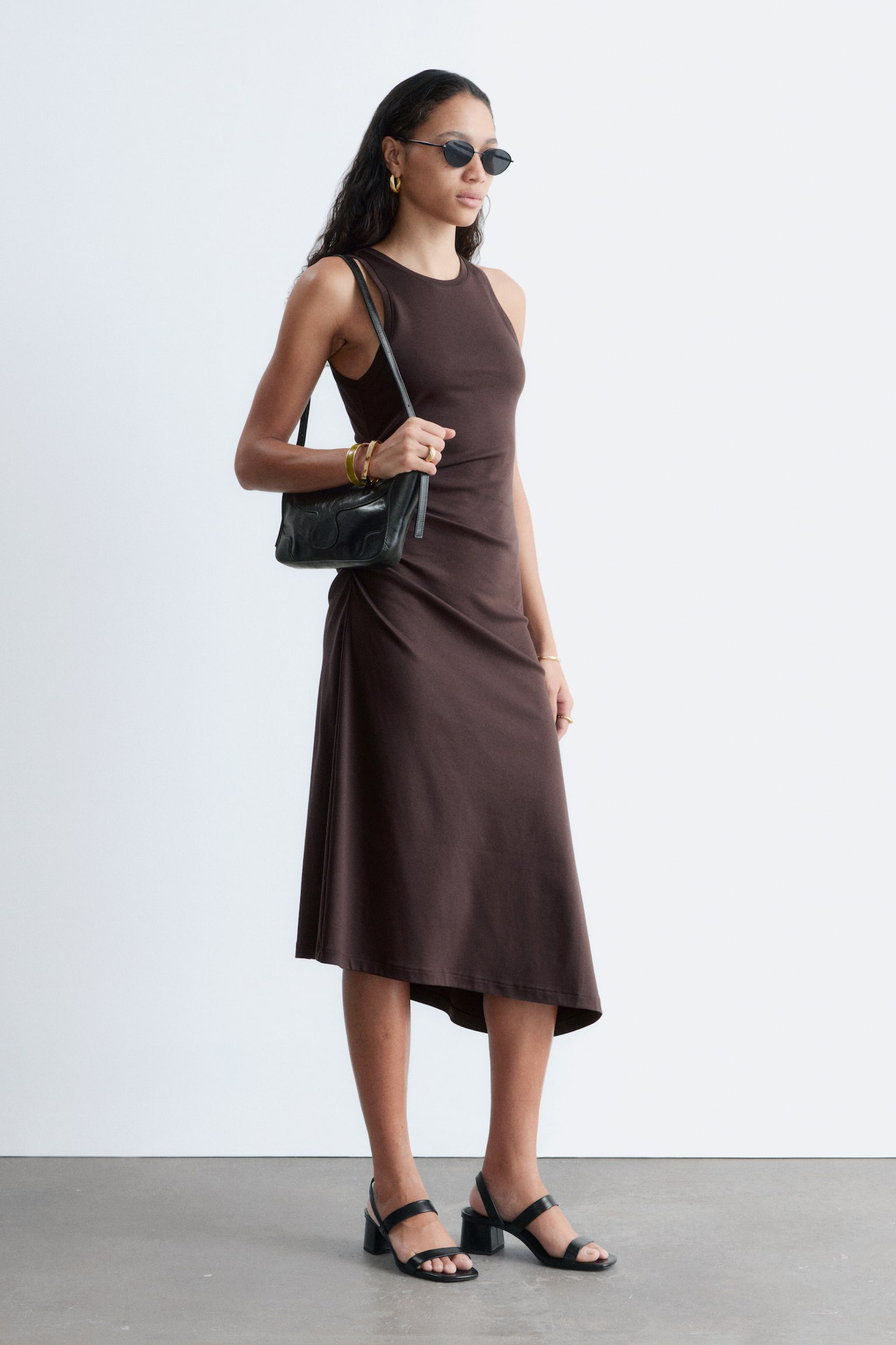 Sandalen met blokhak en bandjes - Zwart/Wit/Beige - 1