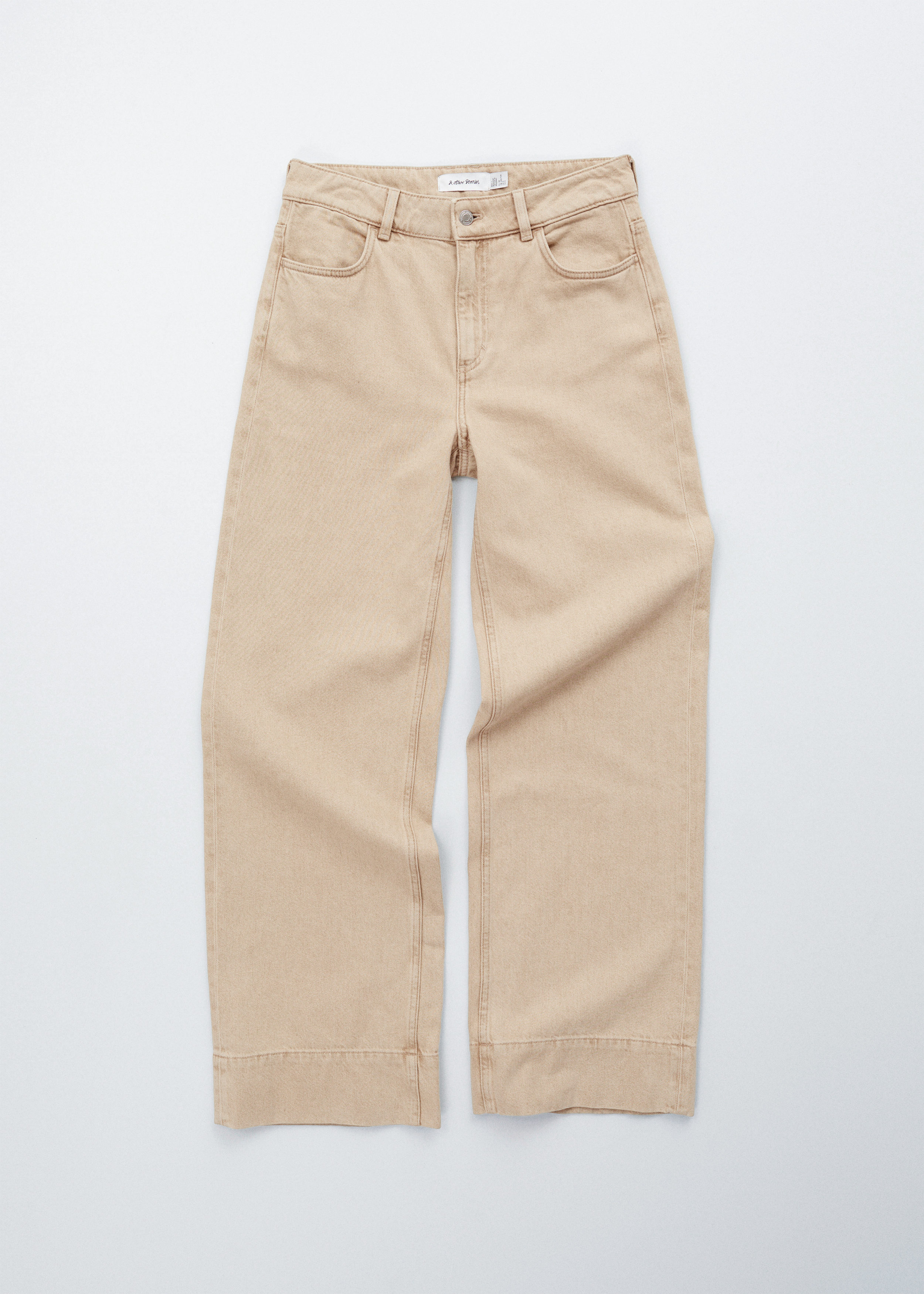 Beige Straight-Leg Jeans