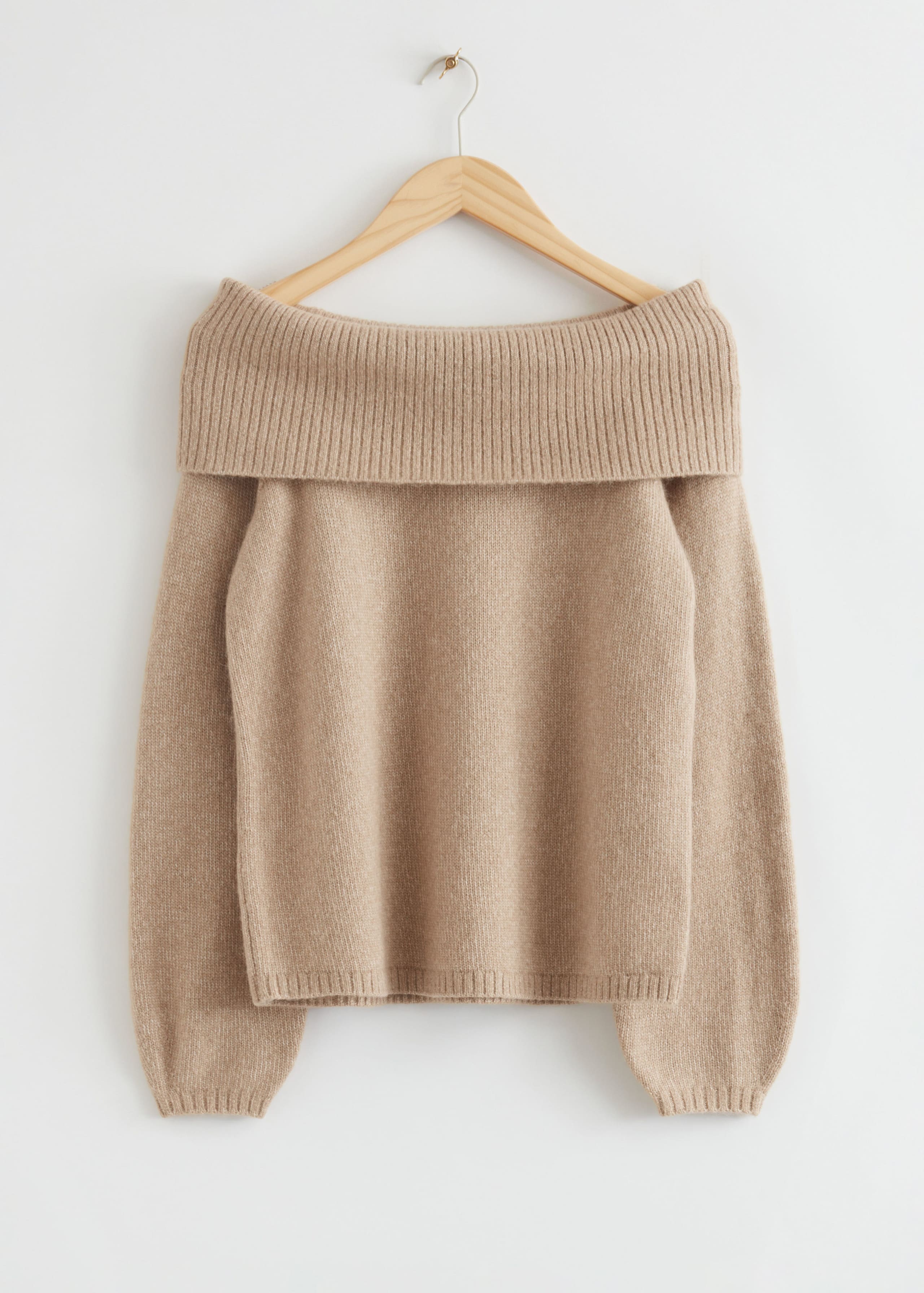 ChunkyOffShoulderWoolJumper - Red - Bodegón