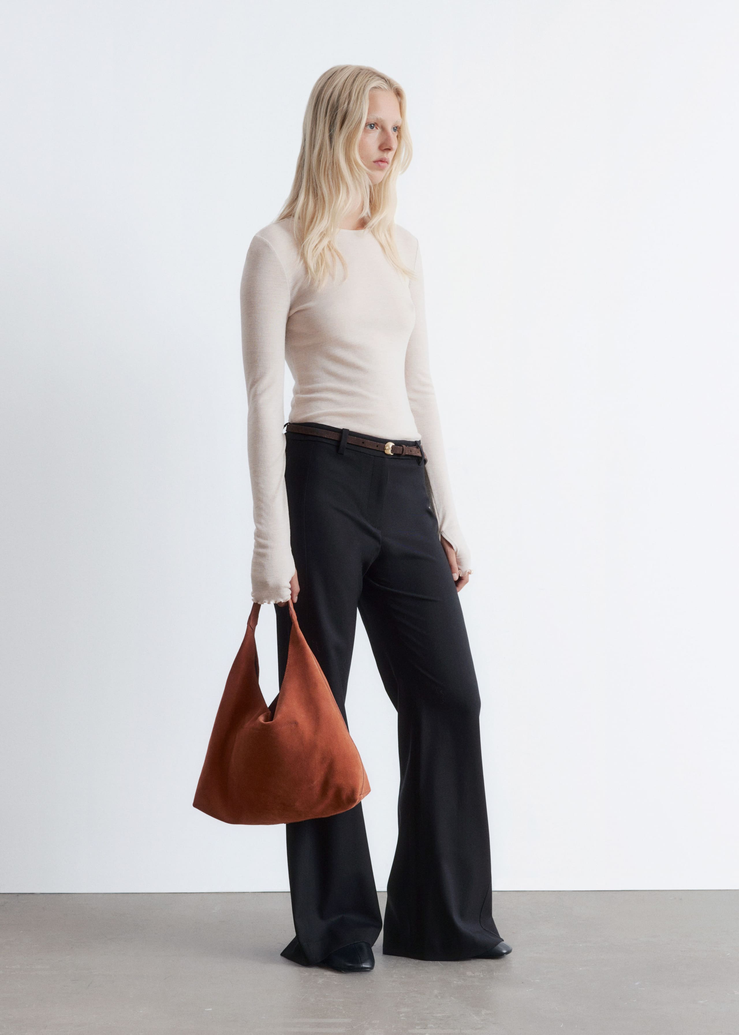 Image of Flared Wool Trousers