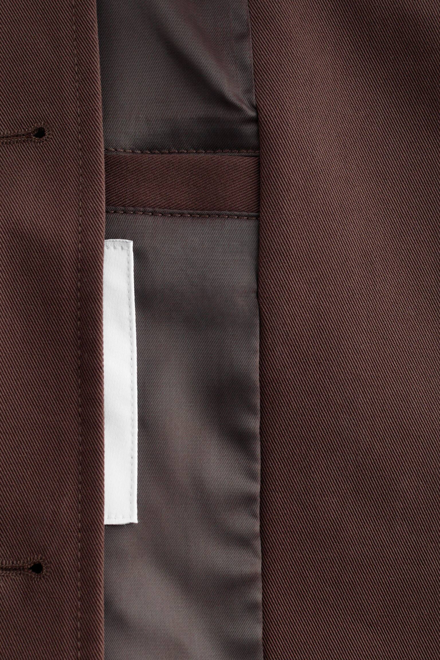 Krátká bavlněná bunda - Tmavě hnědá/Béžová - 8