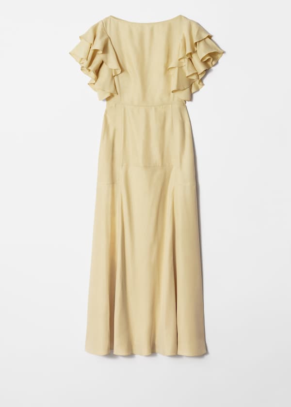 Frilled Satin Maxi Dress