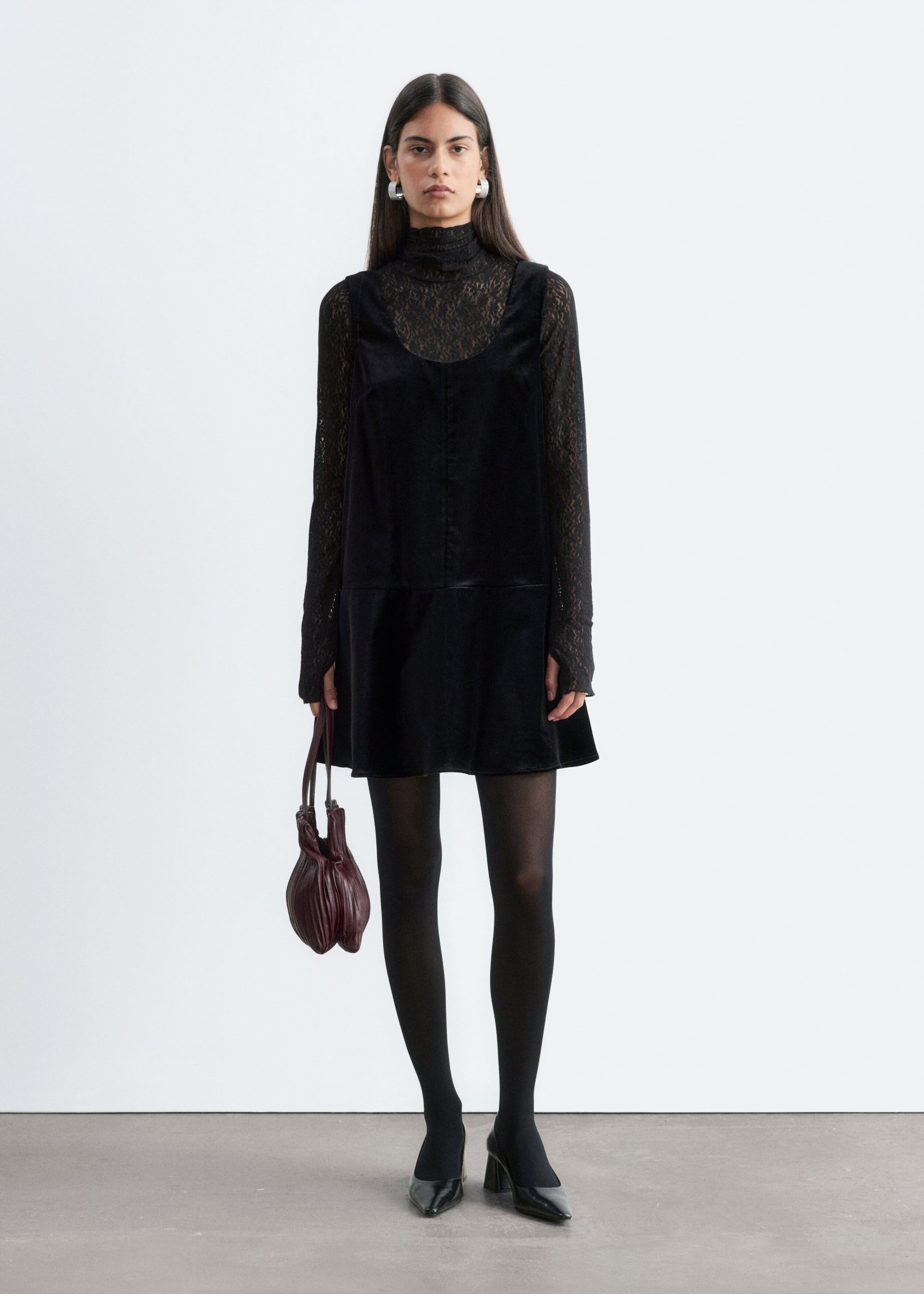 Velvet Mini Dress - Black - Lookbook