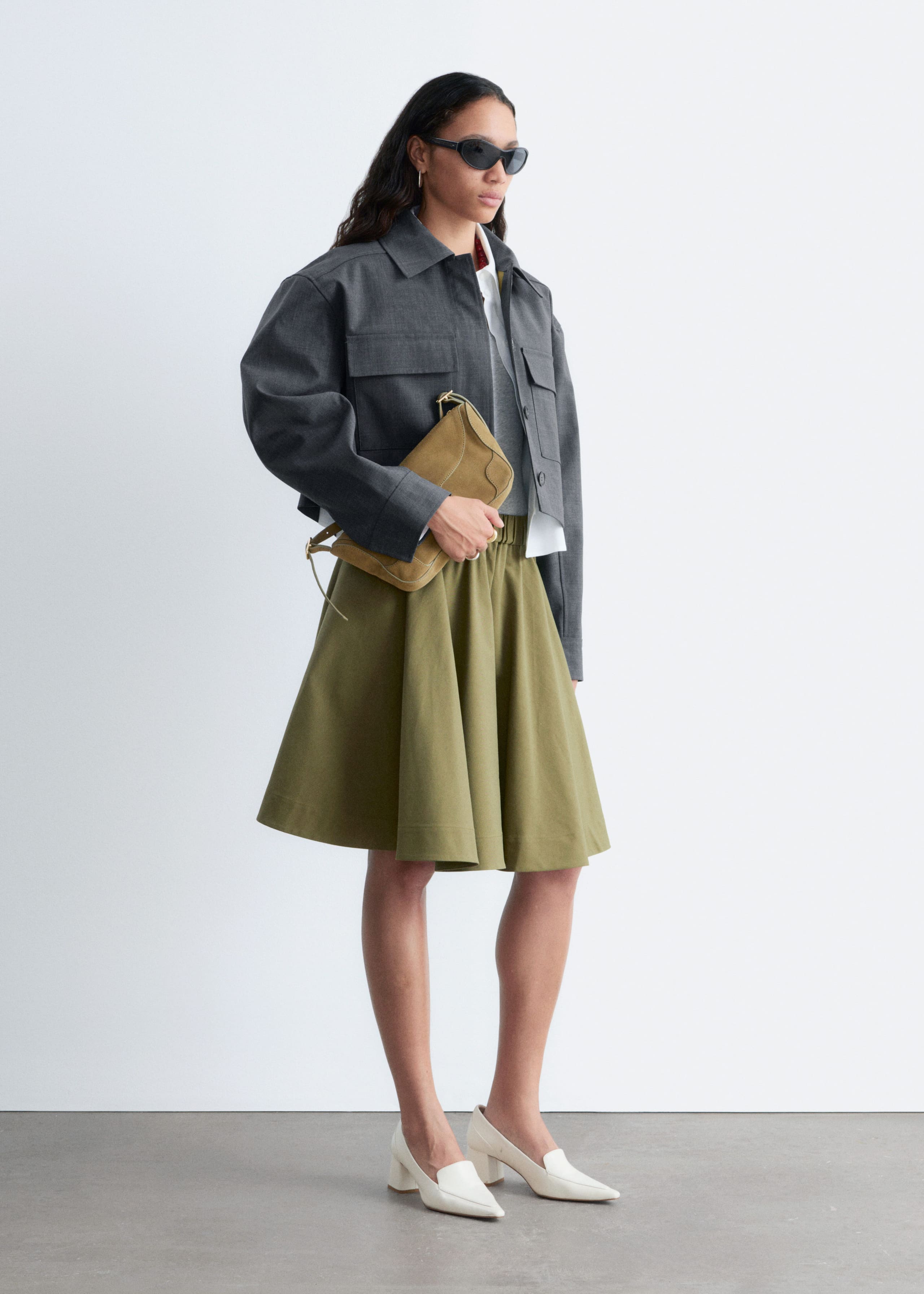 Image of Flared Knee-Length Skirt