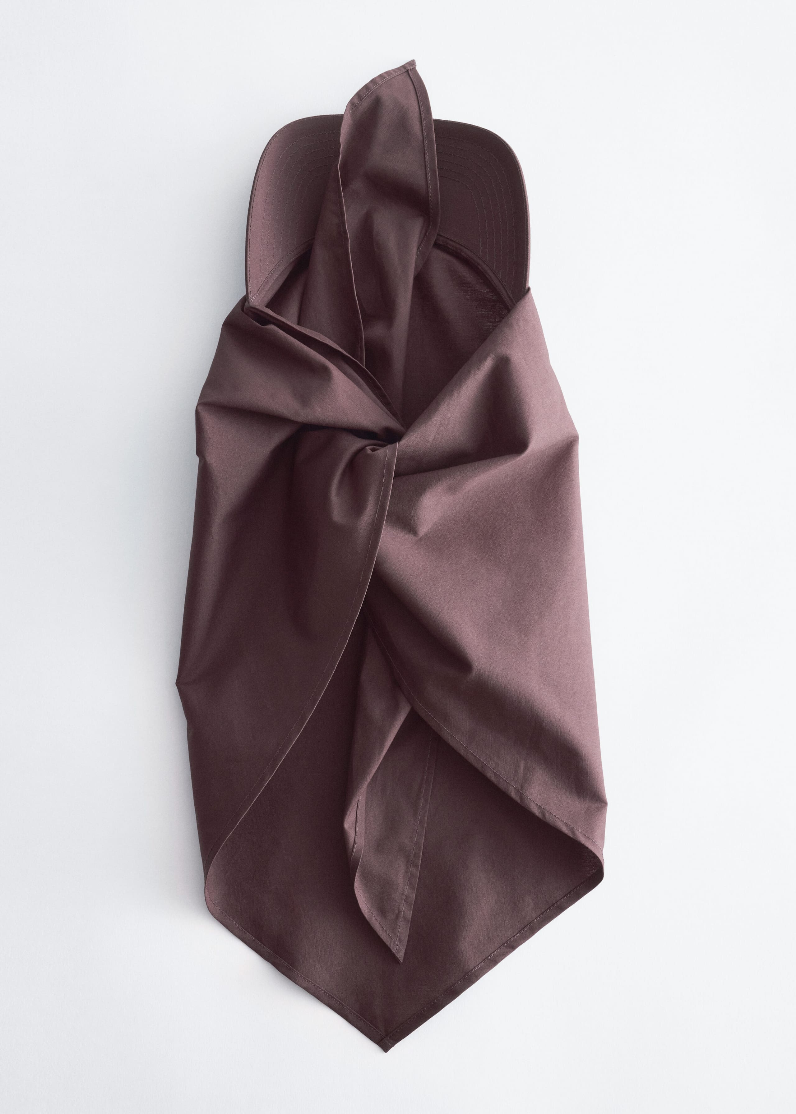Cotton Scarf Cap - White/Brown - Still Life