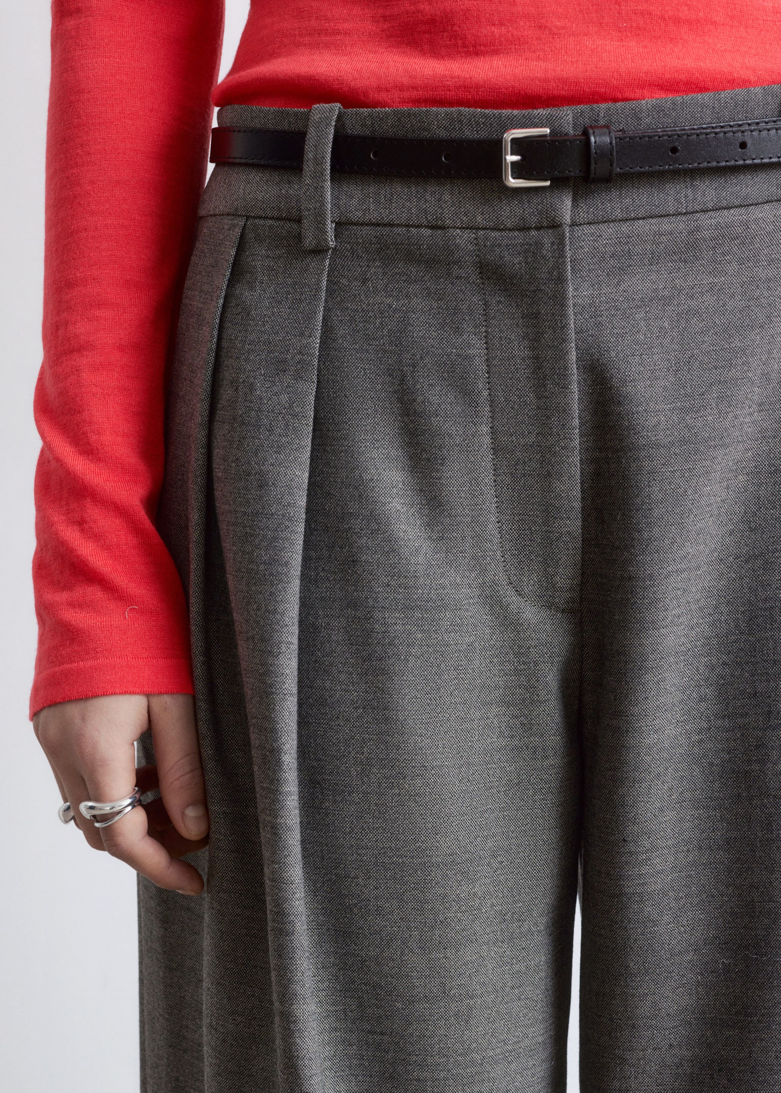 Image of Wool-Blend Tailored Trousers