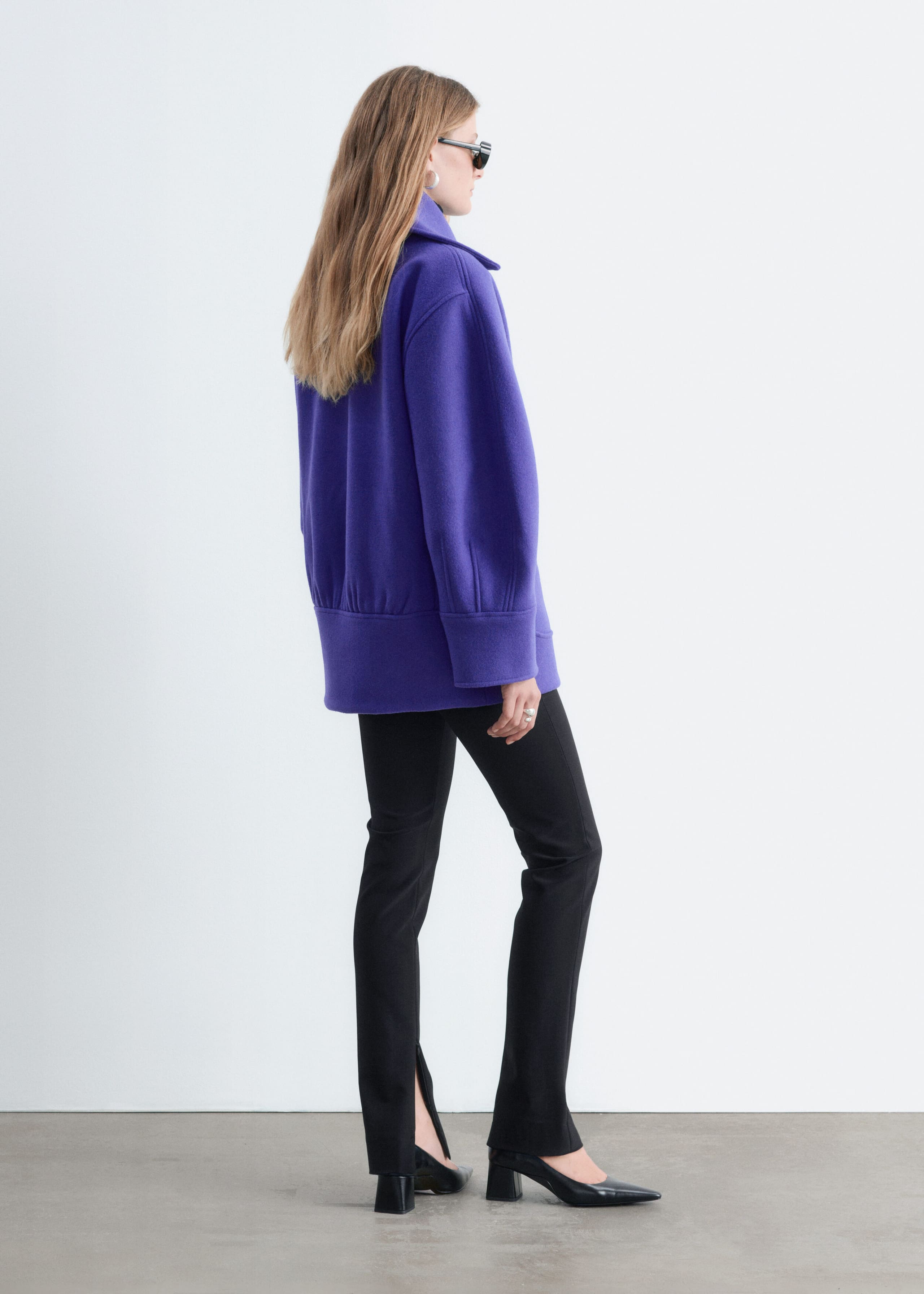 Skepparkavaj med vid krage – Lila – lookbook