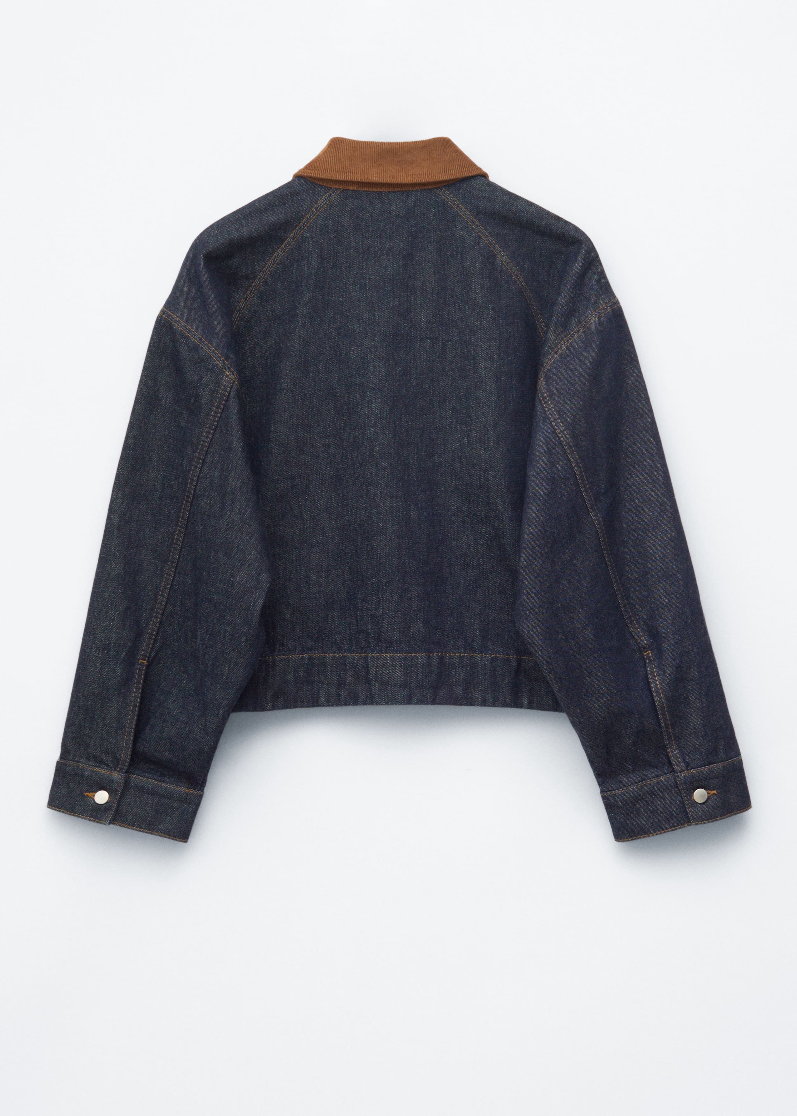 Image of Short Cord-Collar Denim Jacket