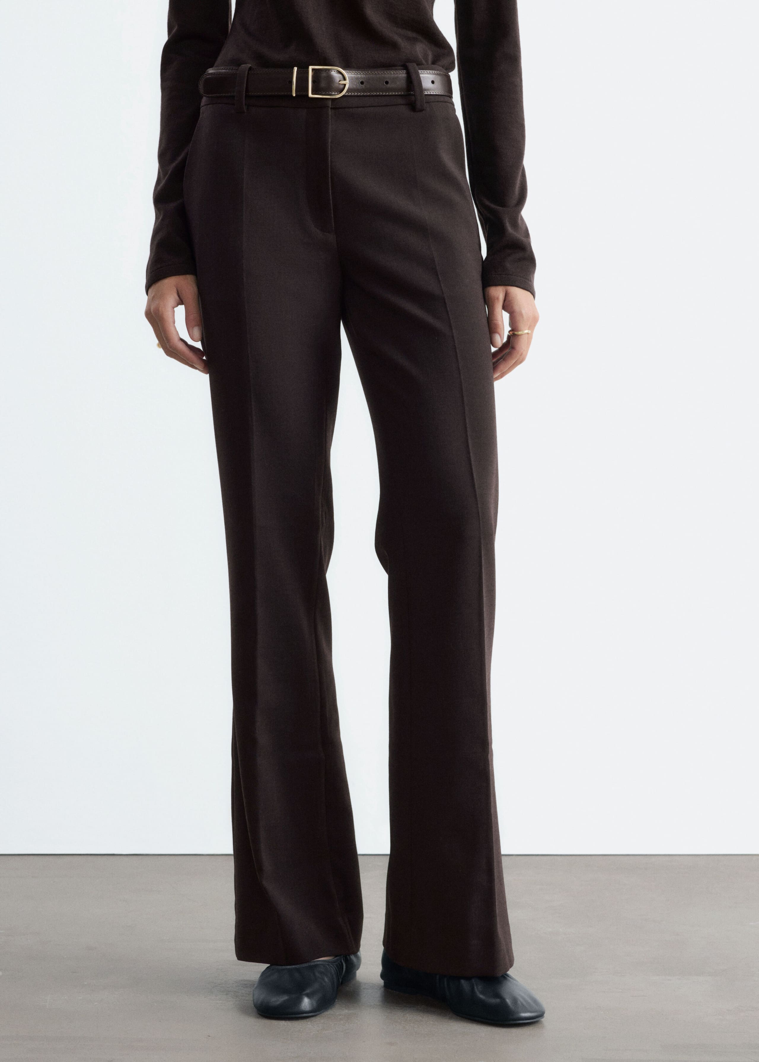 Flared Press-Crease Trousers - Dark Brown - Still Life