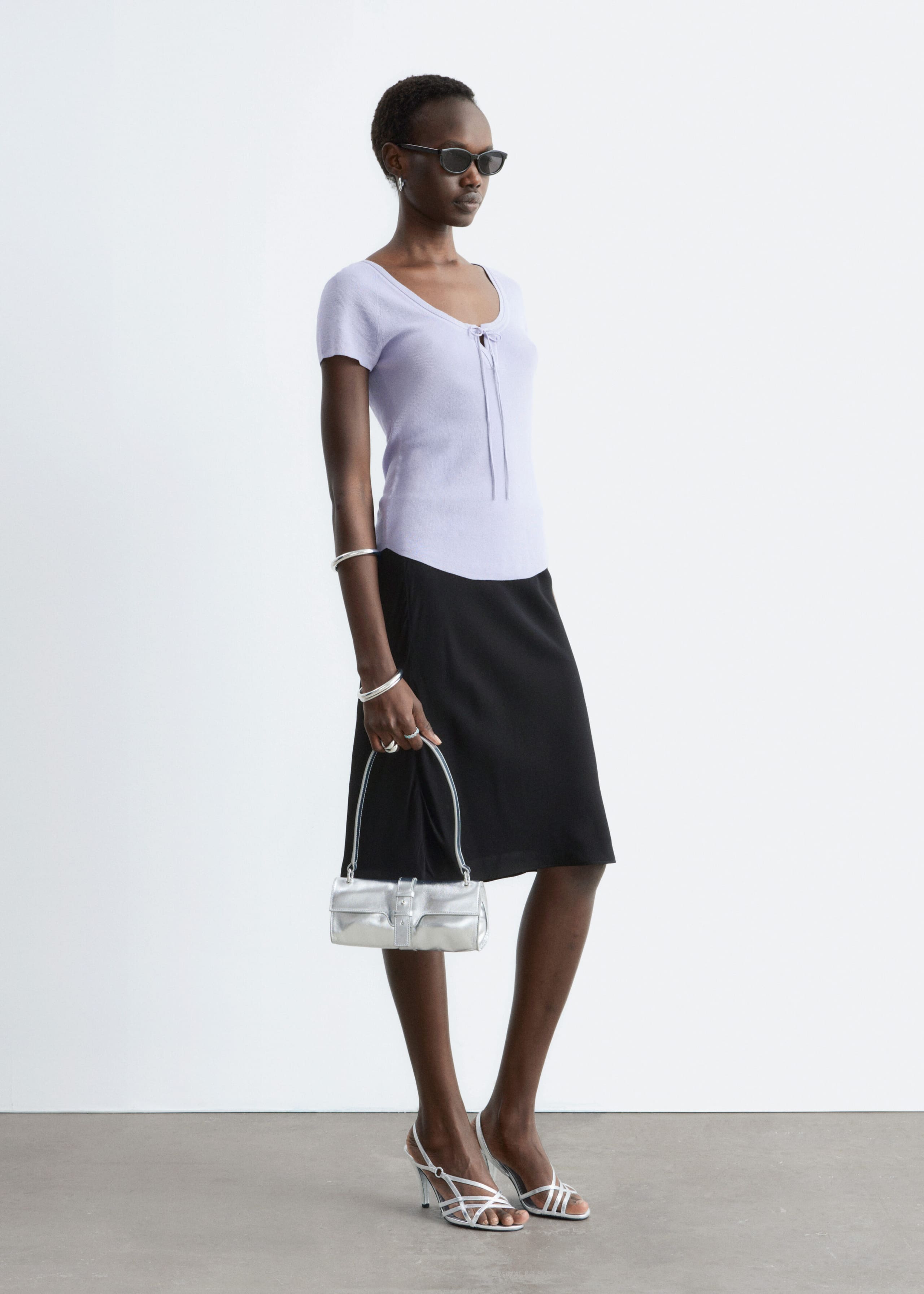 Image of Knee-Length Slip Skirt