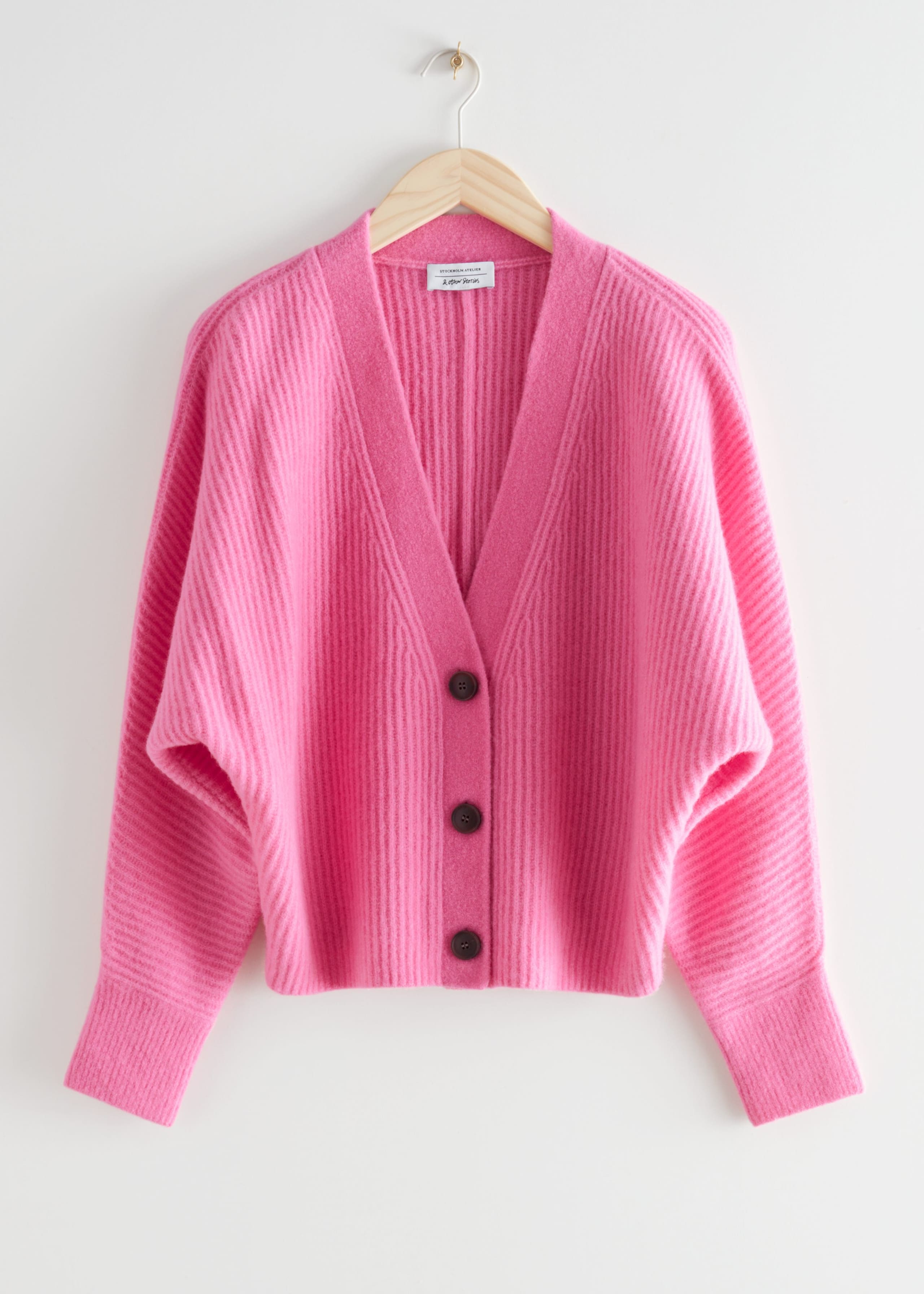 Voluminous Rib Knit Cardigan - Green - Bodegón