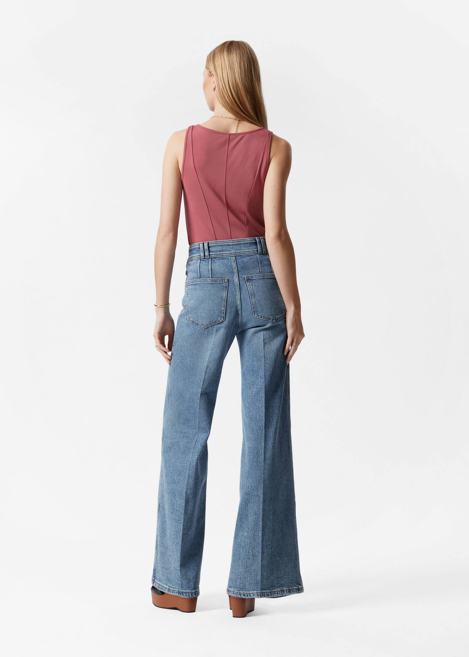 Maiou cu cusături decorative - Dusty Red - 5