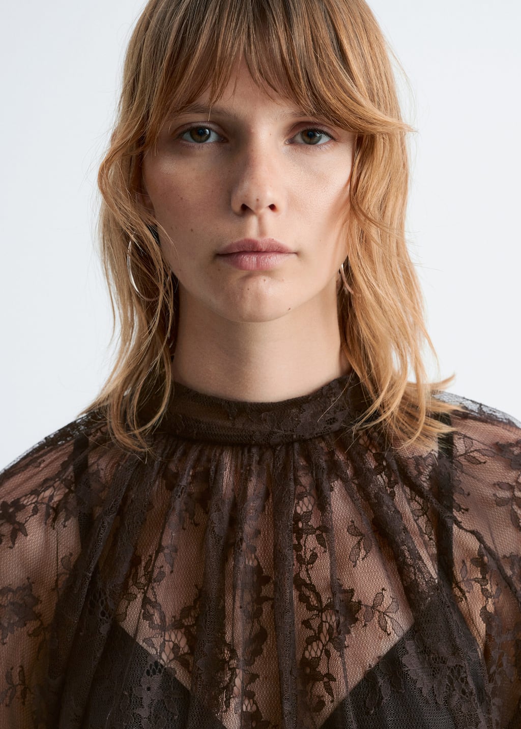 Image of Flounced Lace Blouse
