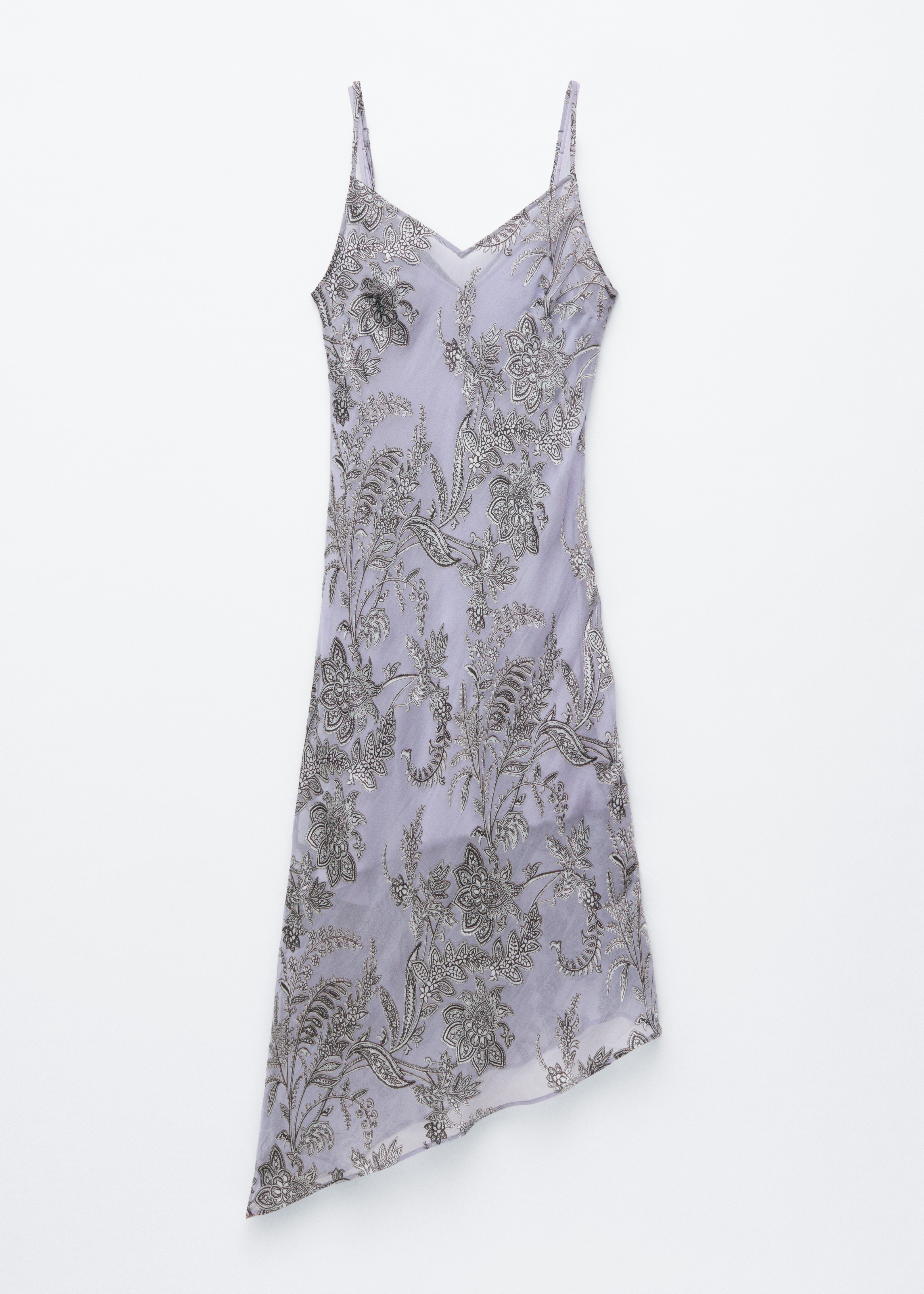 Geblümtes Midi-Trägerkleid - Grau/Geblümt