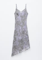 Gris/Motif fleuri