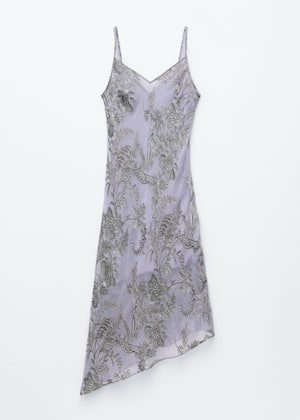 Gris/Motif fleuri