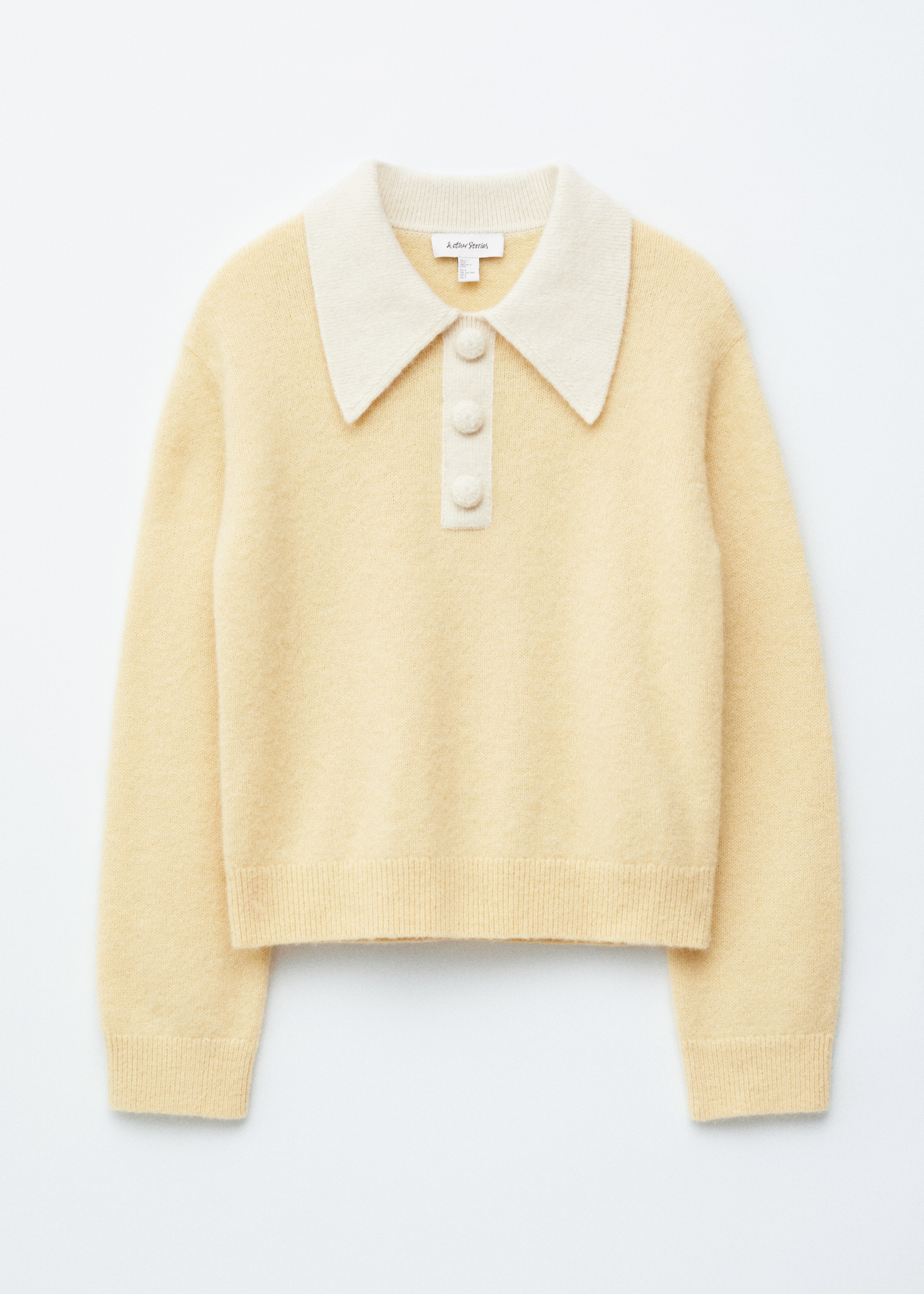 Genser med krage i alpakkablanding - Lysegul/Lysegrå/hvit/Svart