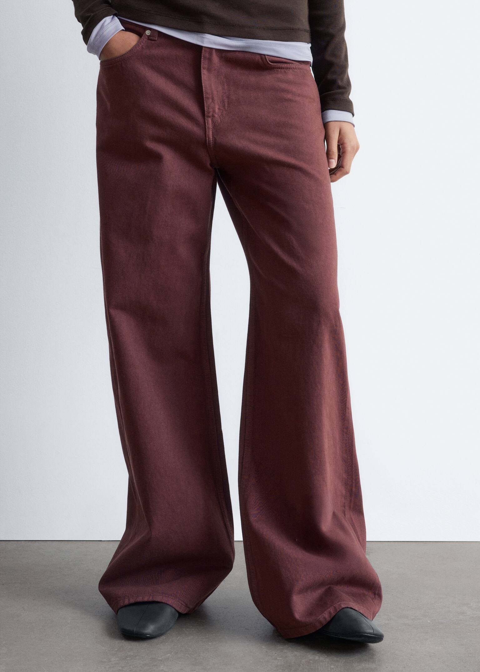Relaxed Wide-Leg Jeans - Marrón óxido/Verde caqui/Beige/Amarillo claro - 4