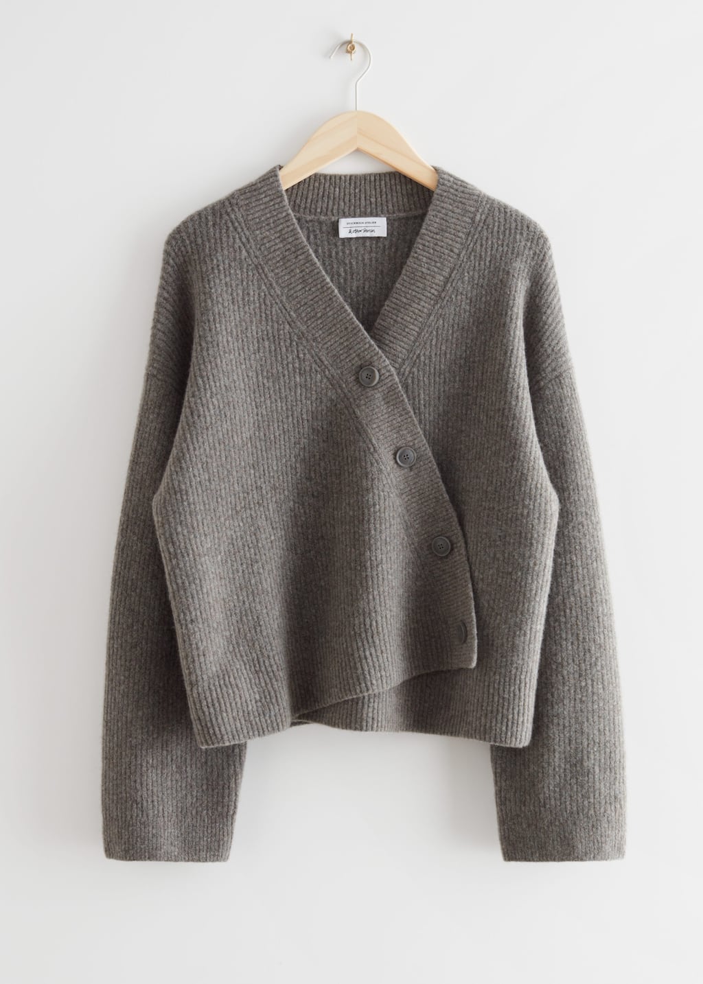 Relaxed Asymmetric Knit Cardigan - Mole - Still Life