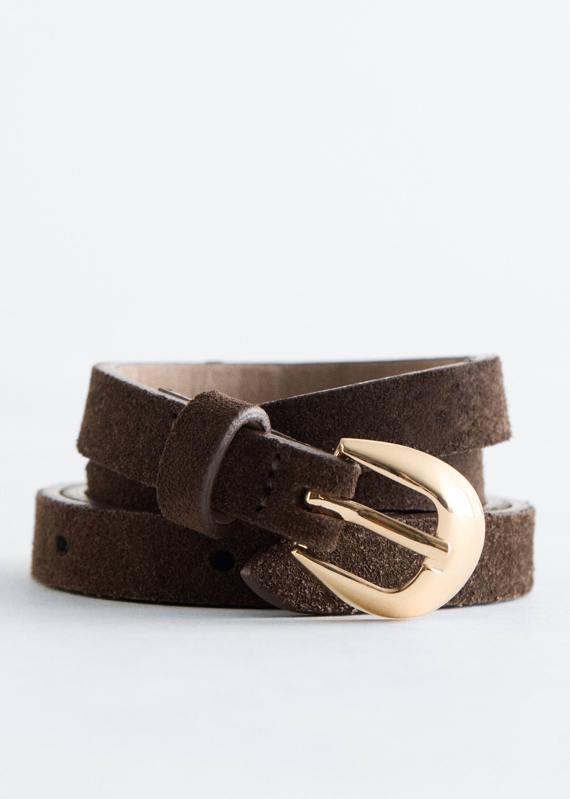 Größeres Bild anzeigen: Schmaler Ledergürtel mit sichelförmiger Schnalle - Braun/Veloursleder - Ladies | H&M AT 2