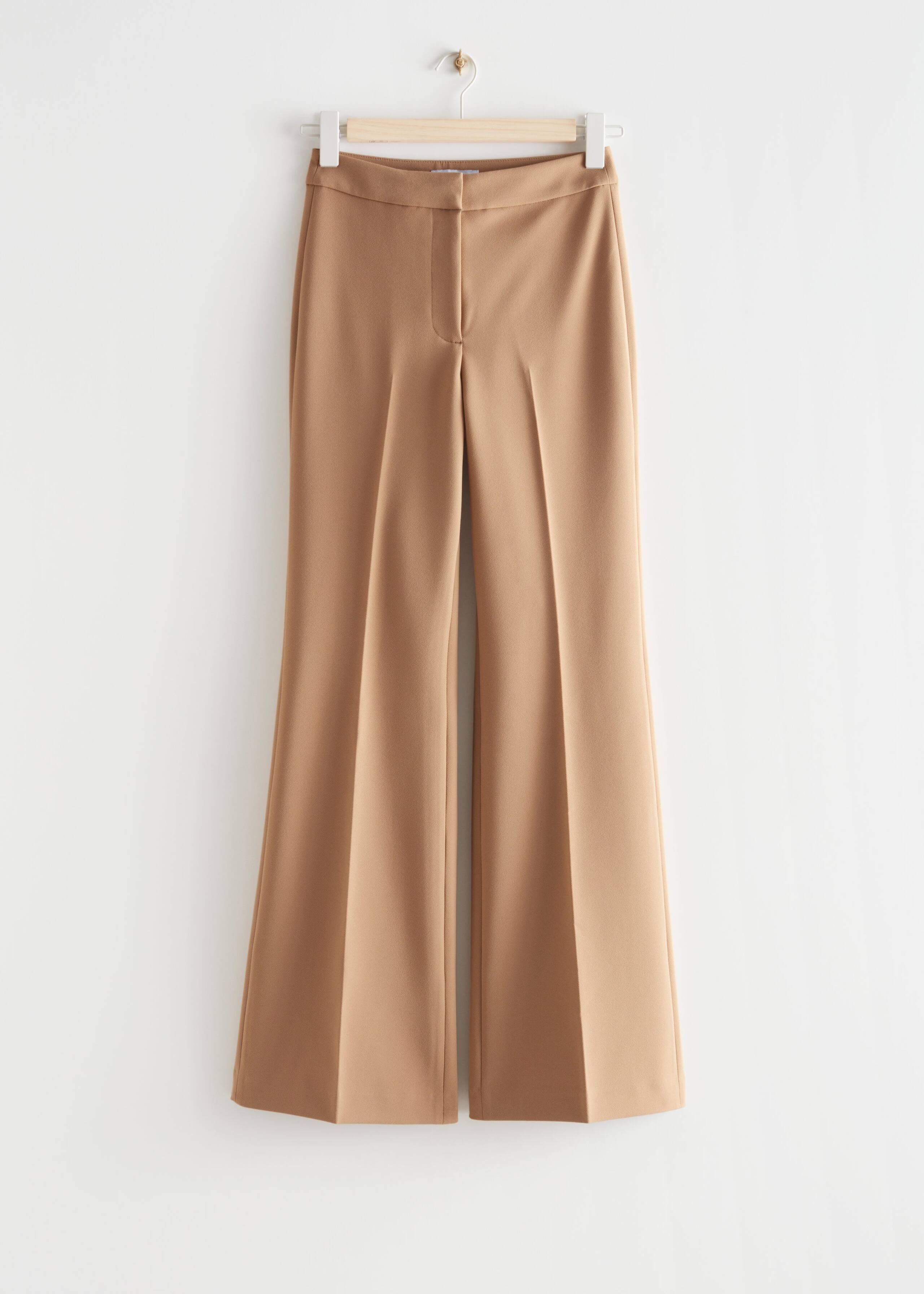Flared Press Crease Trousers - Beige - Still Life