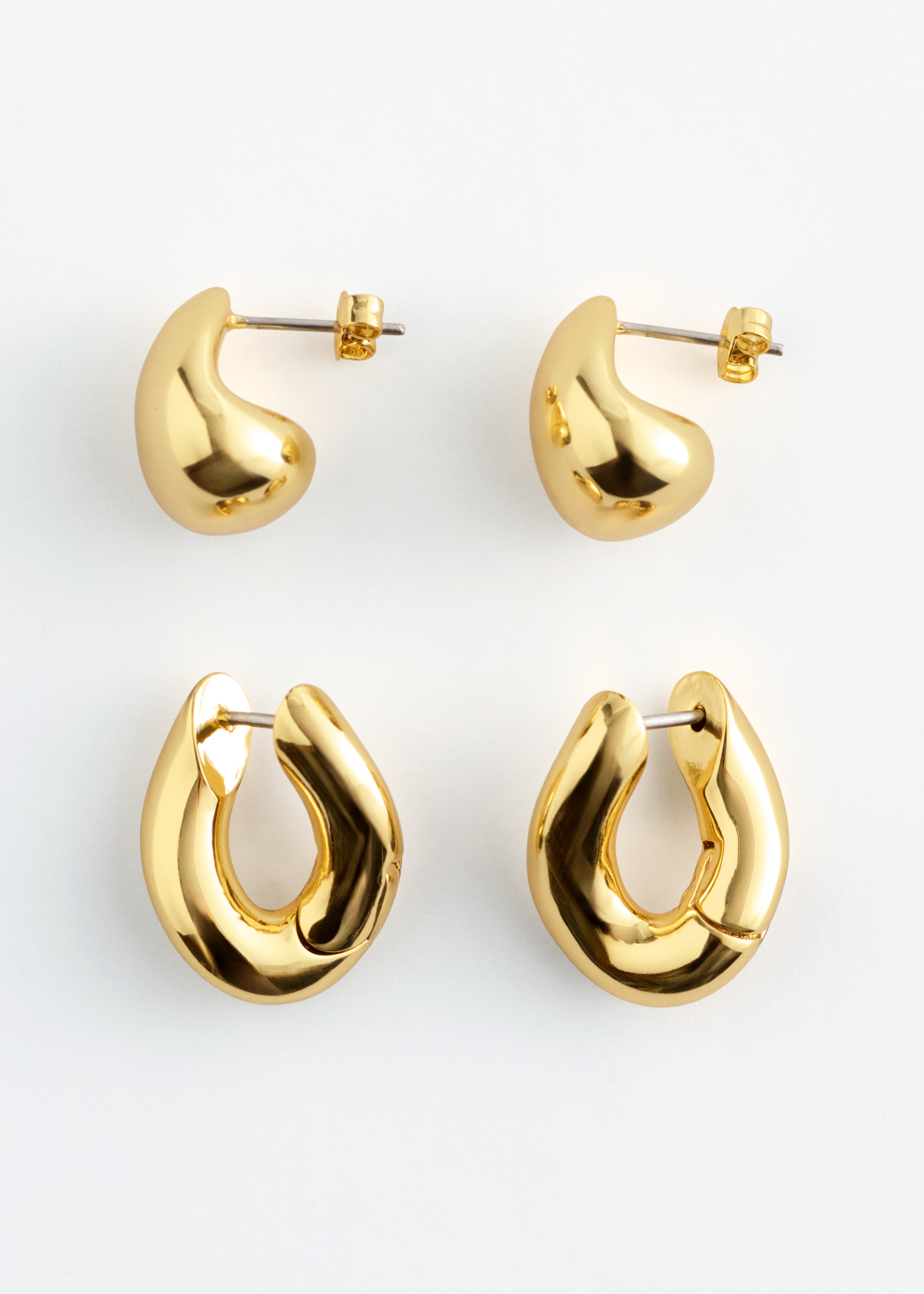 Sculptural 2-Pack Earring Set - Gold