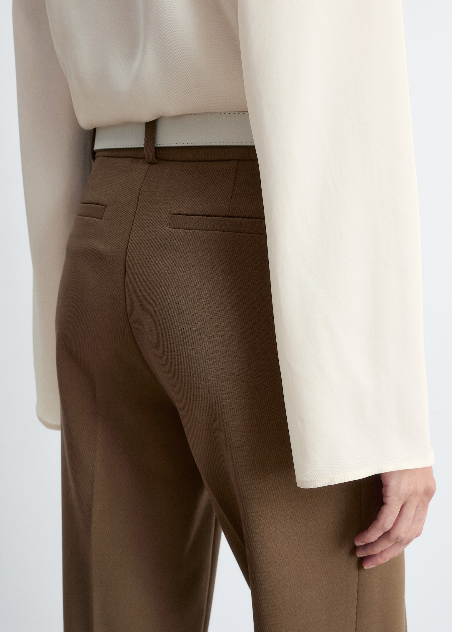 Slim-Leg Press-Crease Trousers - Khaki Brown - 4