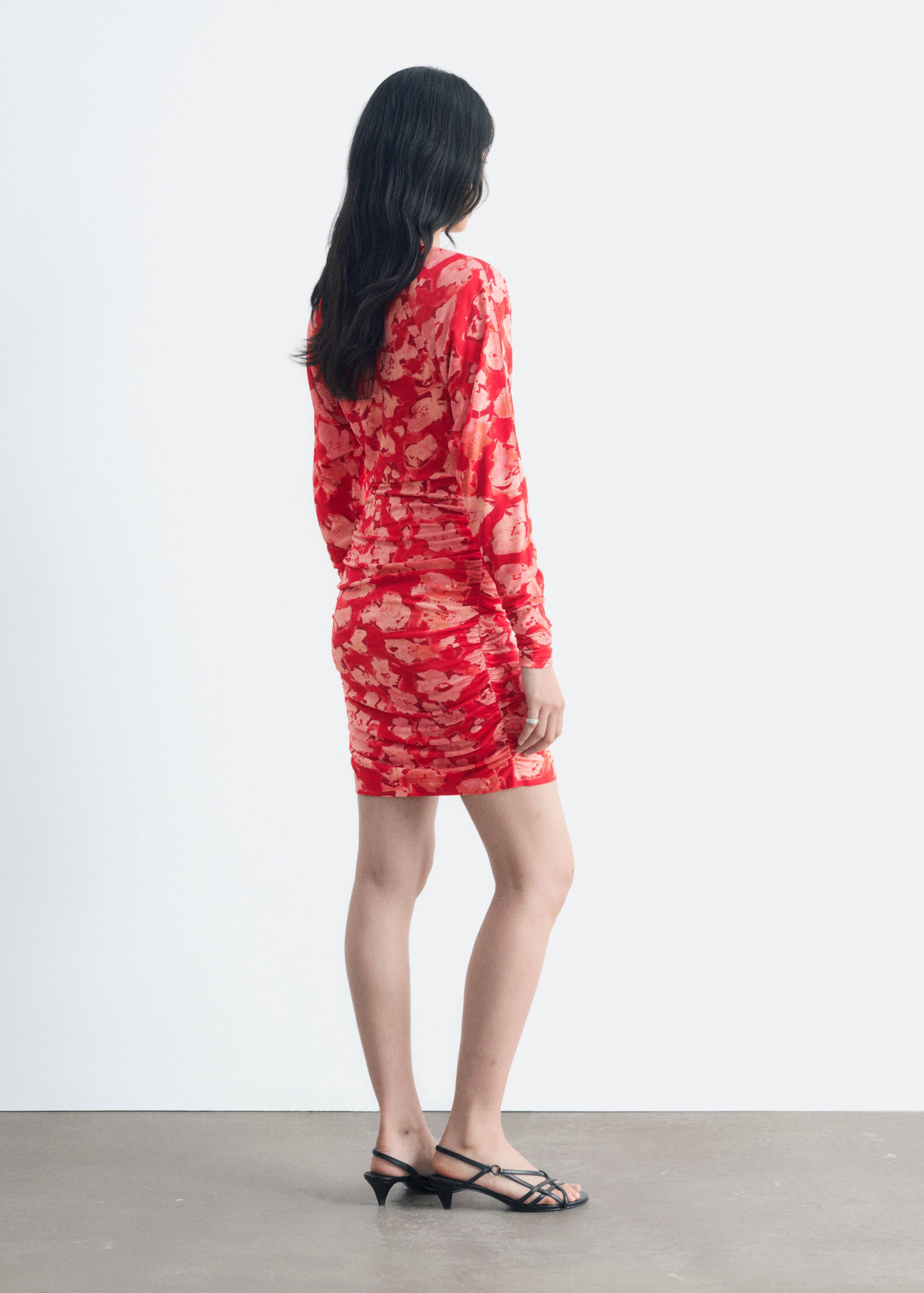 Ruched Mini Dress - Red/Florals - Lookbook