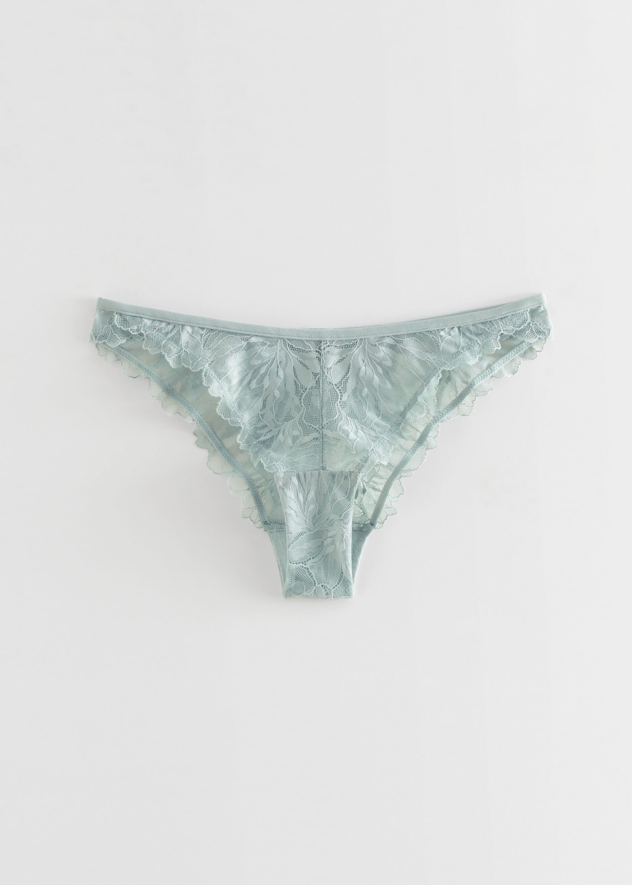 Floral Lace High-Leg Briefs - Light blue - Natura morta