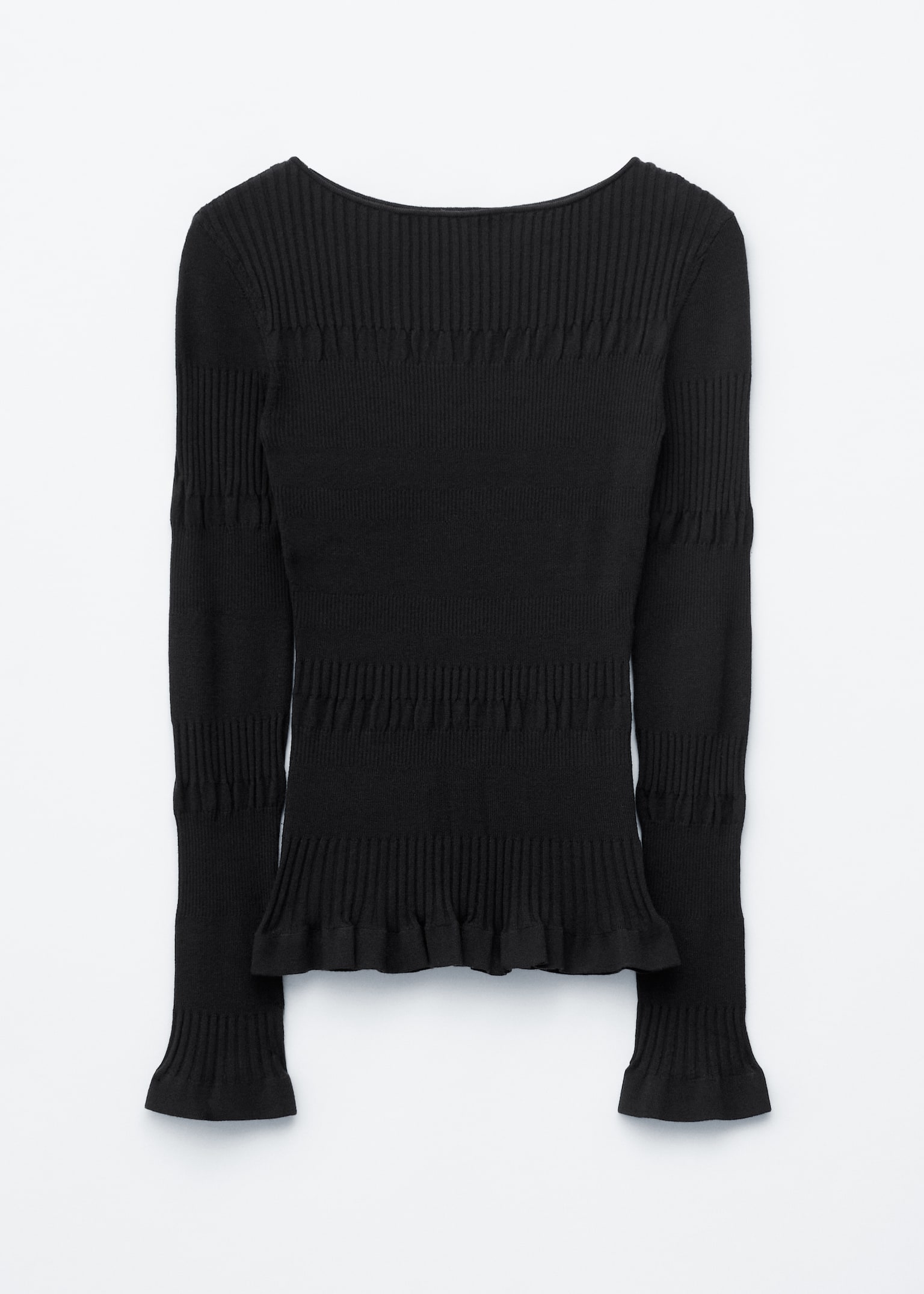 Long-Sleeve Ribbed Top - Black/Green/Beige Stripes/Blue/Black Stripes - 2