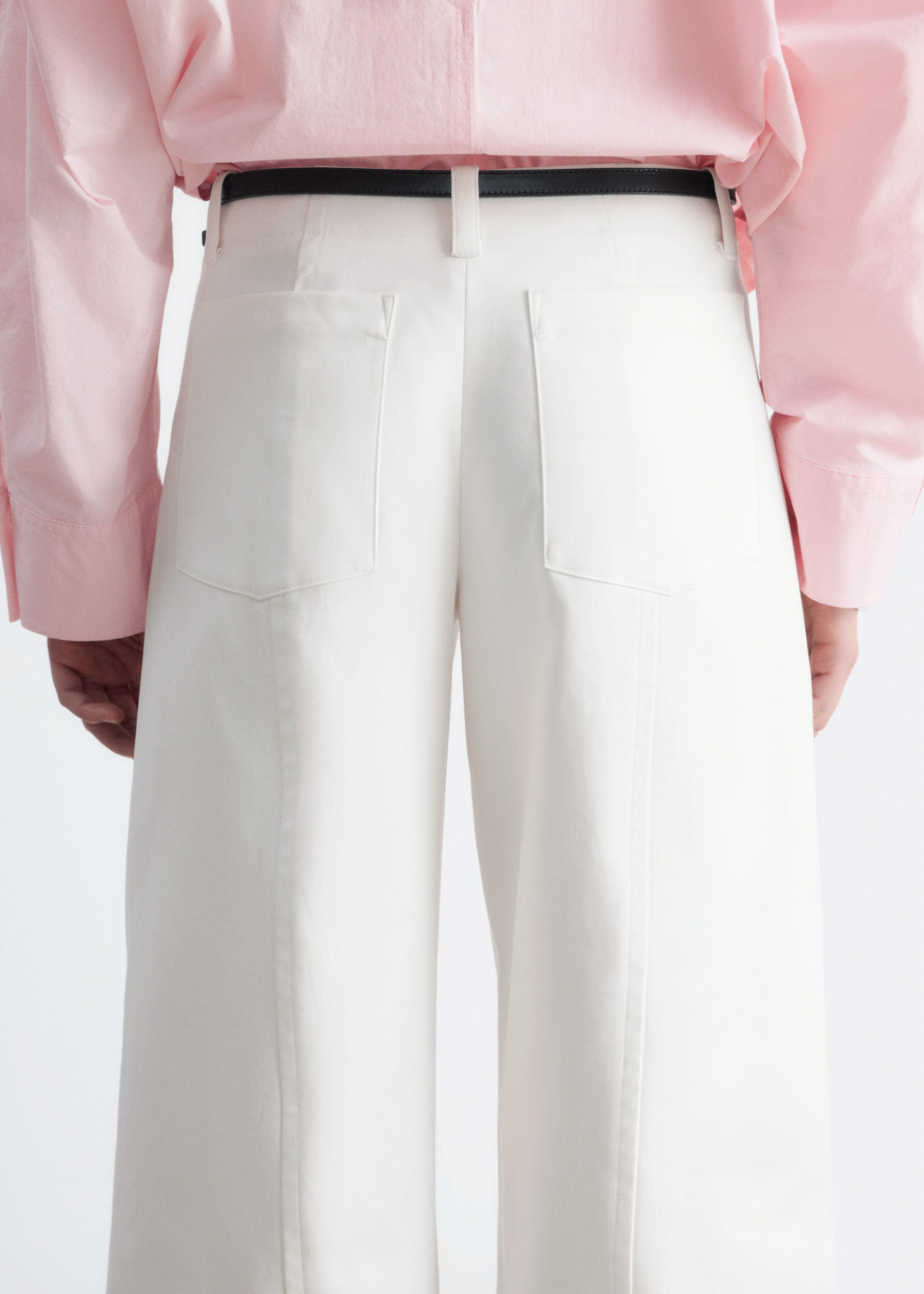 Barrel-Leg Cotton Twill Trousers