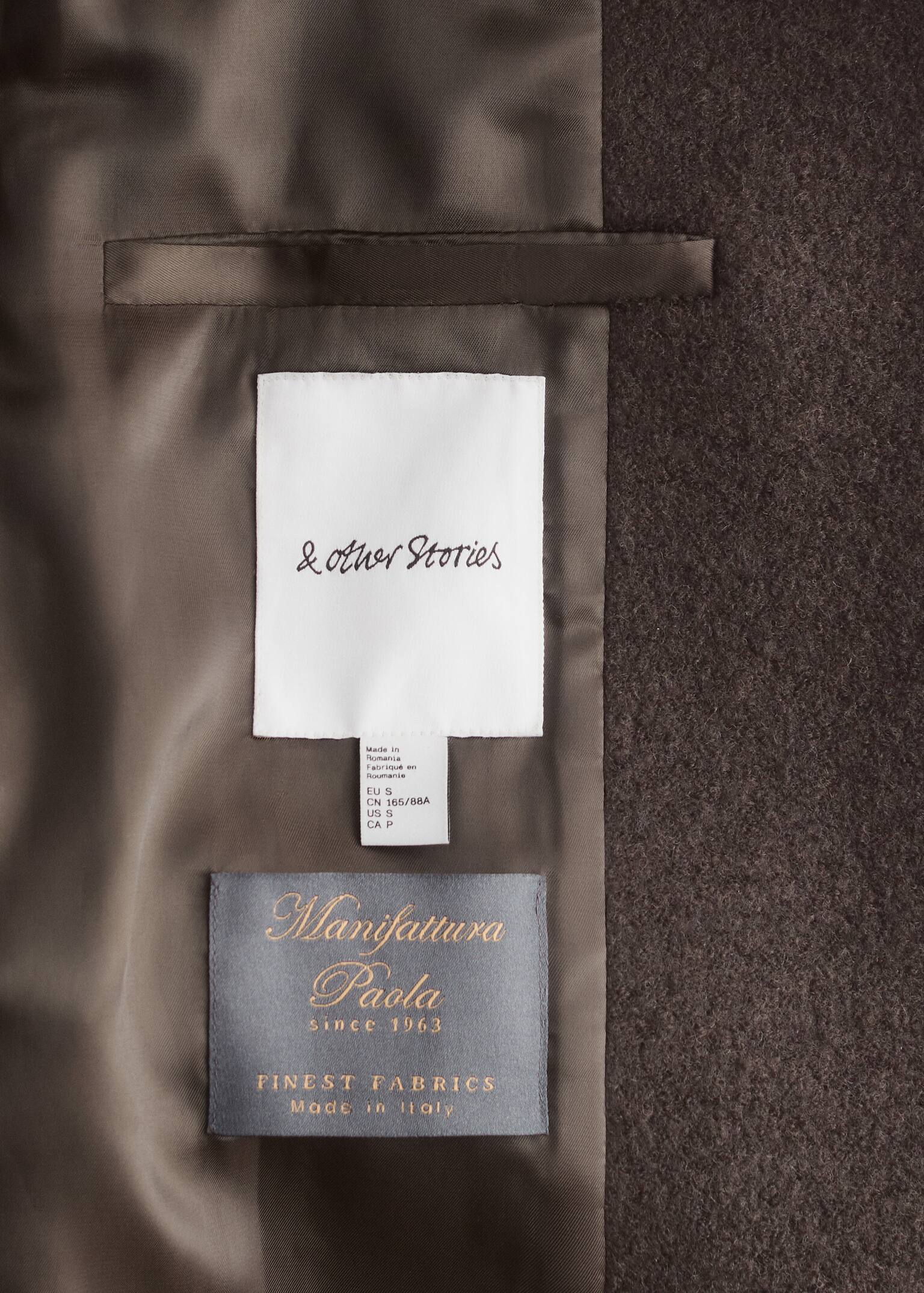 Wollmantel mit Bindegürtel - Dunkelbraun/Schwarz - 8