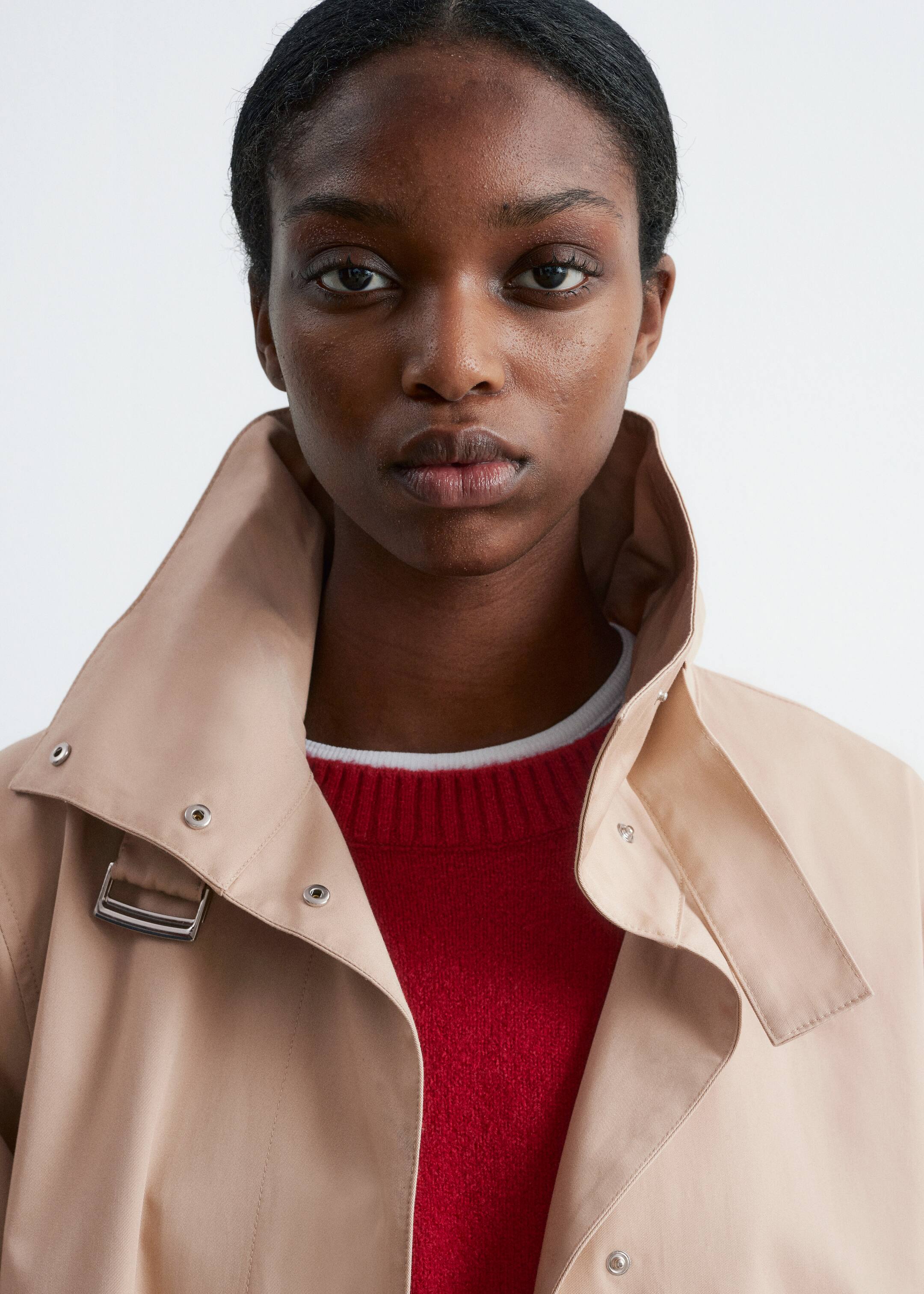 Visa större bild: A-linjeskuren jacka med hög krage - Beige - DAM | H&M FI 2