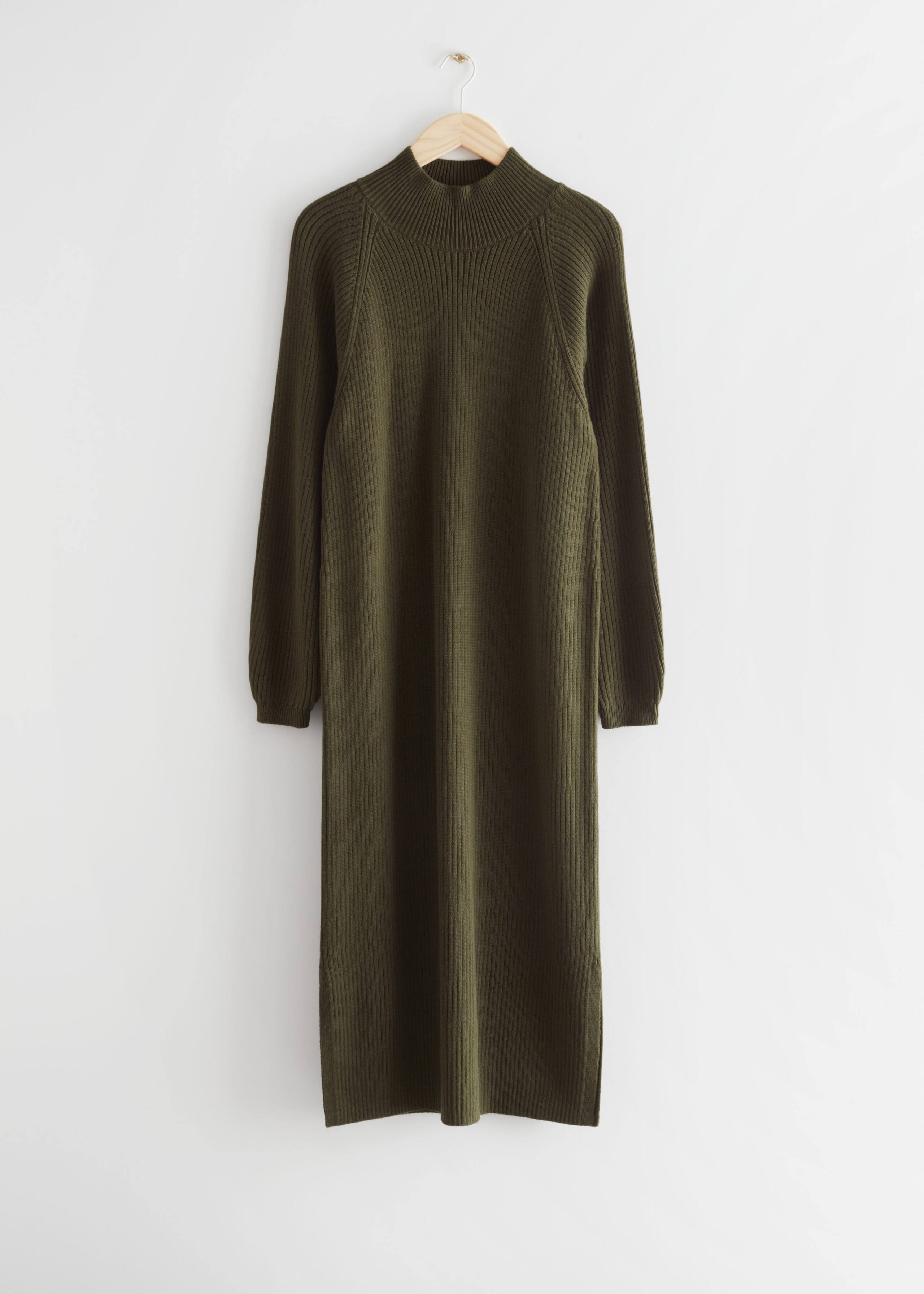 Rib Knit Midi Dress - Dark Green - Still Life