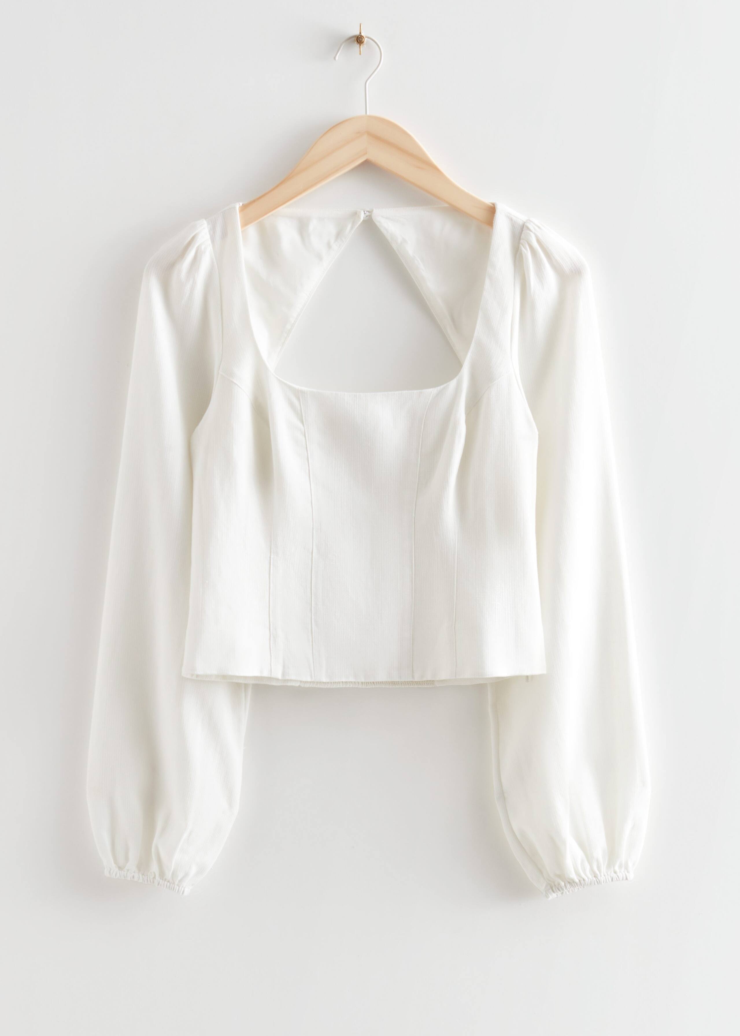 Cut-Out Puff Sleeve Top - White - Still Life