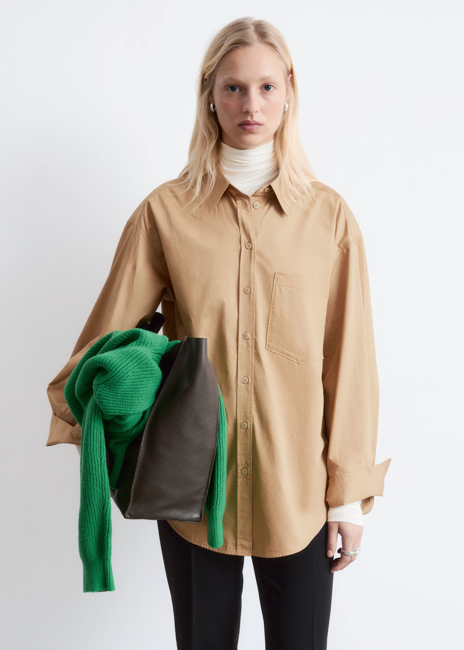 Cotton Shirt - Dark Beige - 1