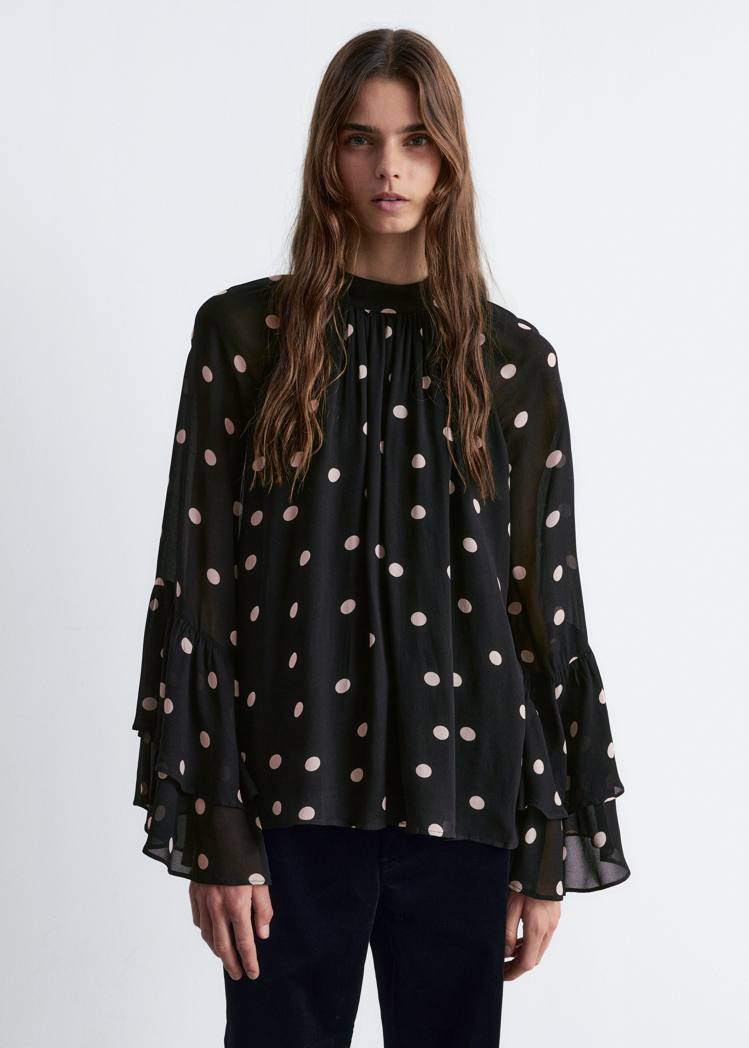 トップス ESTNATION Black Designed Blouse トップス ESTNATION Black Designed Blouse Buy Black Long