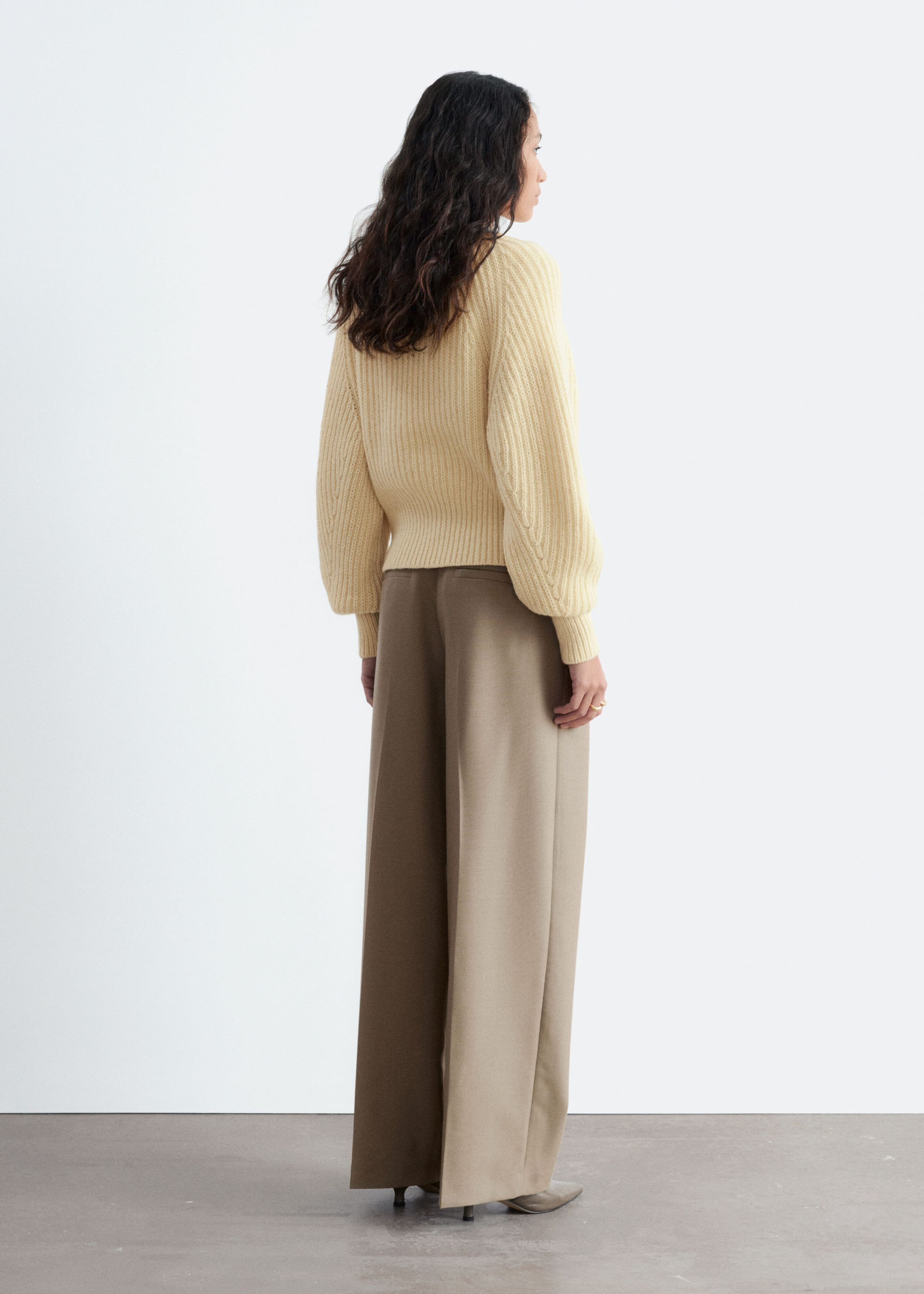 Elegante broek van een wolmix - Donkerbruin - Lookbook
