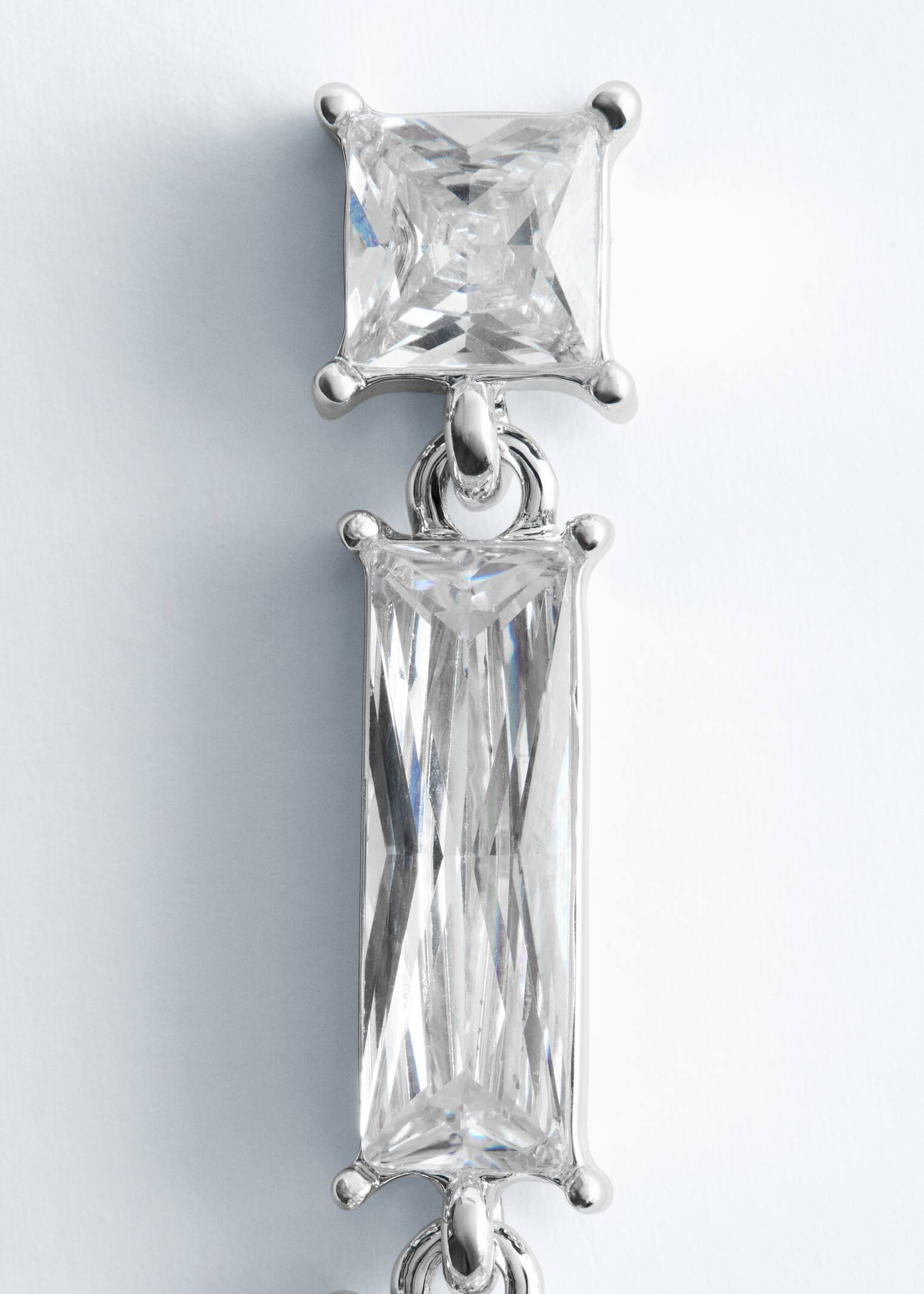 Krystalørestikker med vedhæng - Sølvfarvet/transparent - 3