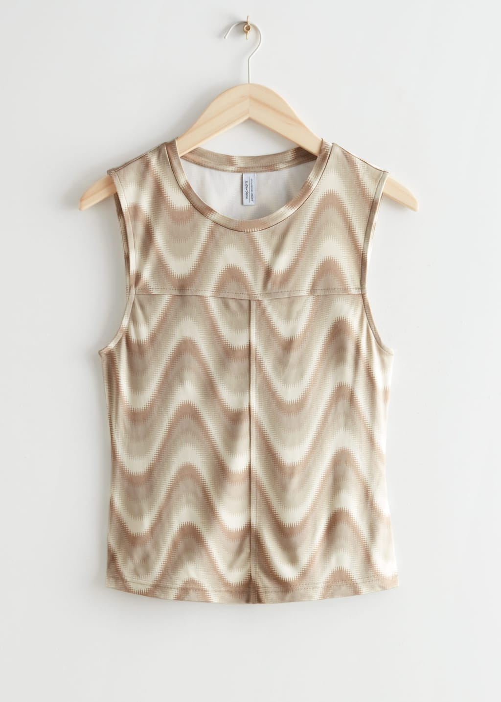 Wave Print Top - Beige Print - Bodegón