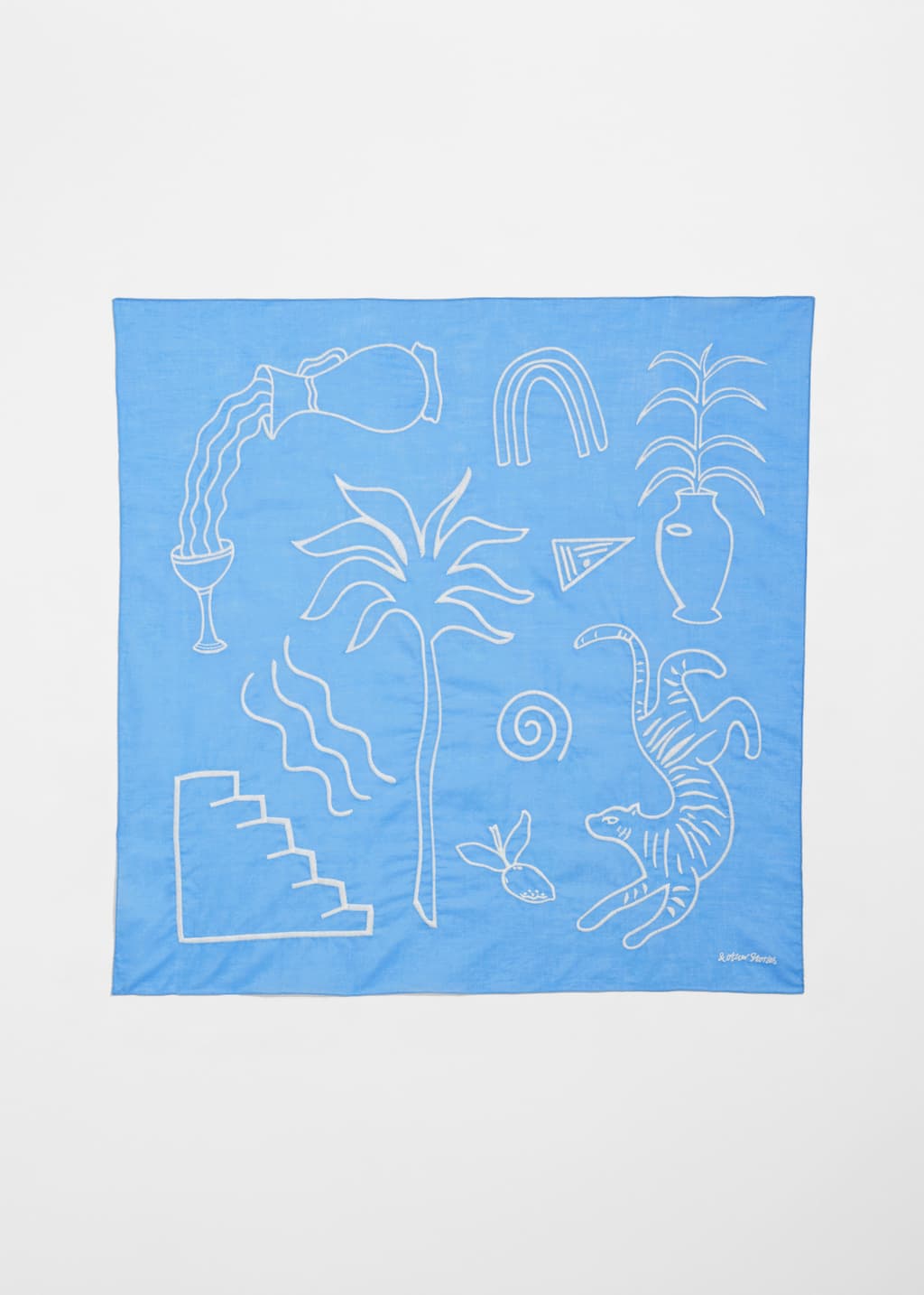 Image of Foulard ricamato in voile di cotone
