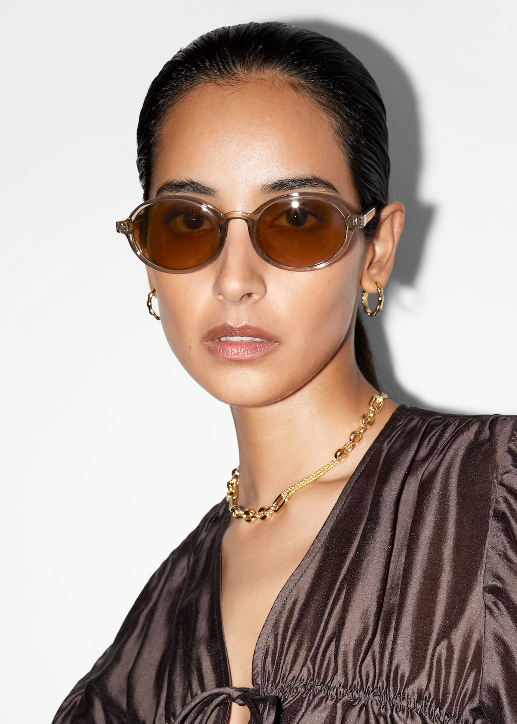 Image of Oval-Frame Sunglasses