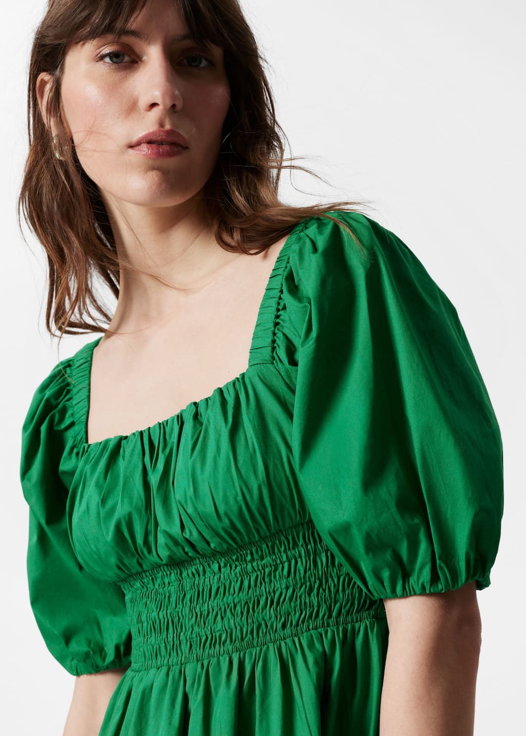 Image of Puff-Sleeve Midi Dress