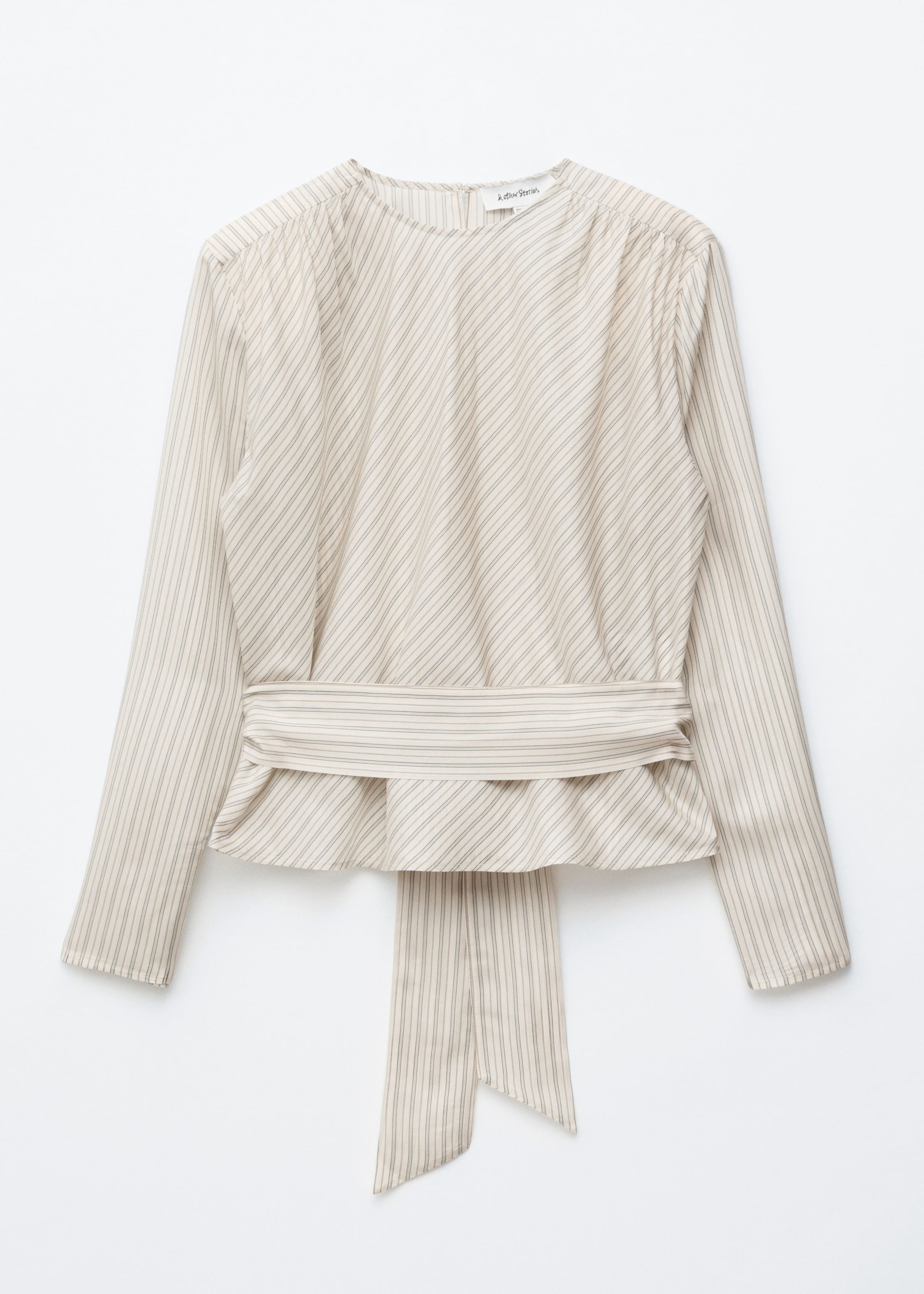 Image of Gathered Tie-Belt Blouse