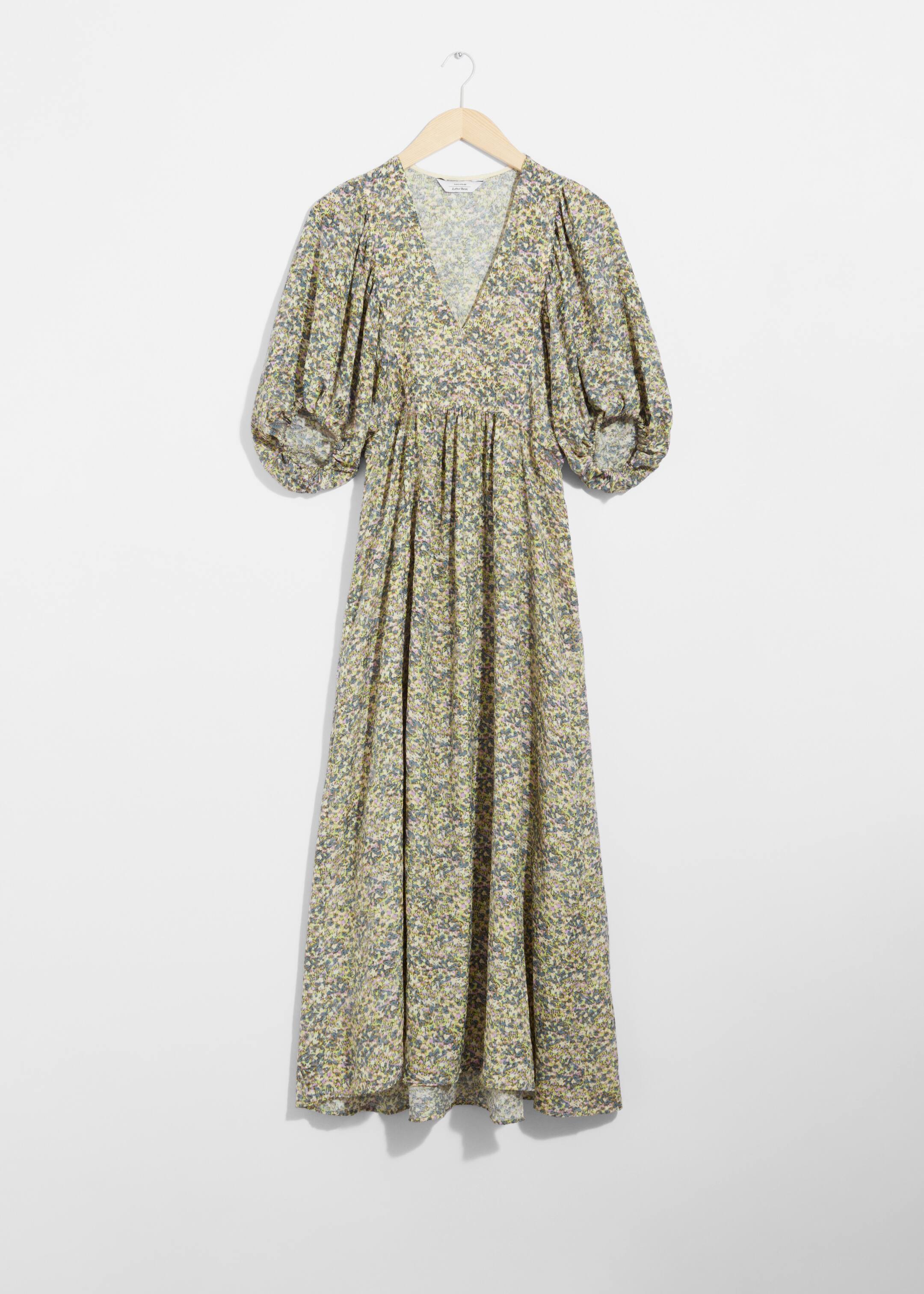 Agrandir l'image: Robe longue à manches ballon - Motifs fleuris verts - FEMME | H&M FR 1
