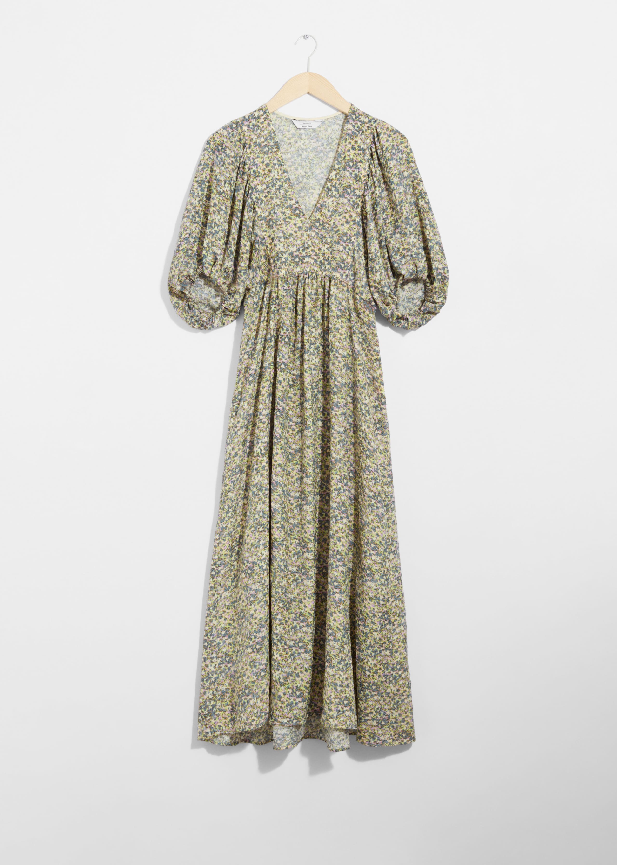Maxivestido con mangas abullonadas - Verde - Bodegón